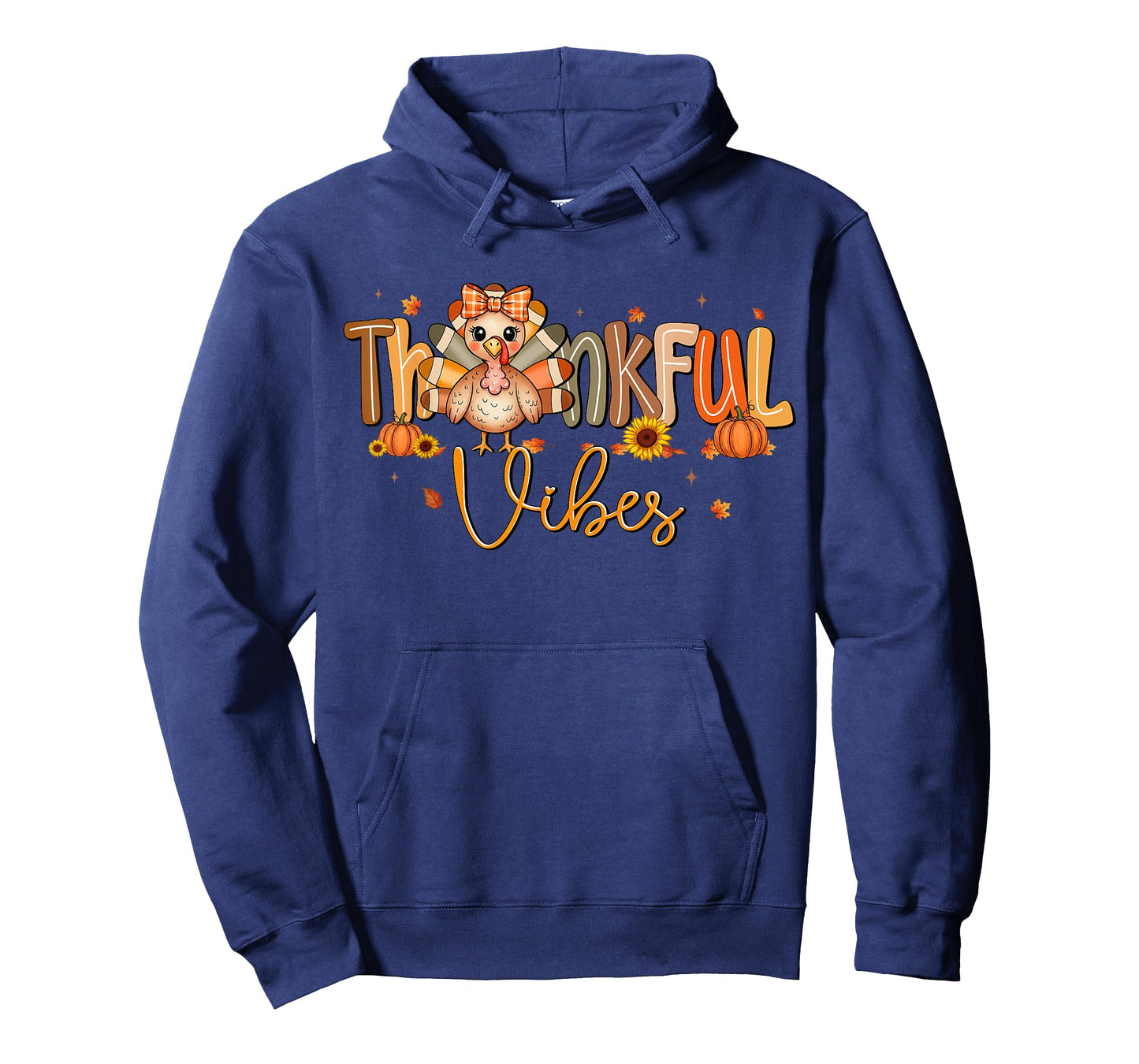 Thankful Vibes Cute Turkey Happy Thanksgiving Women Girls T-Shirt