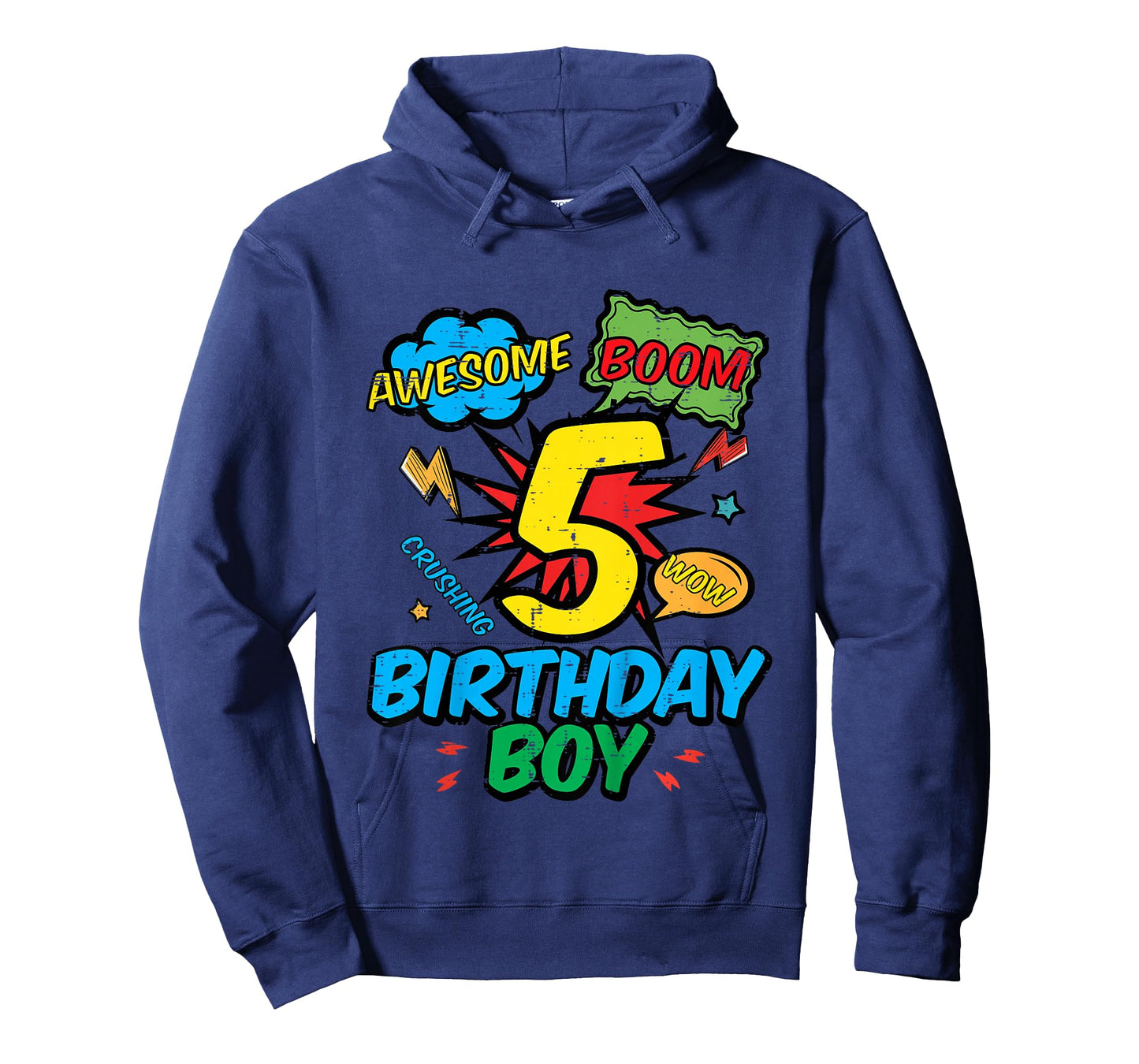 Kids 5 Birthday Boy Comic Cool 5th Bday Superhero Party Boys Kids T-Shirt