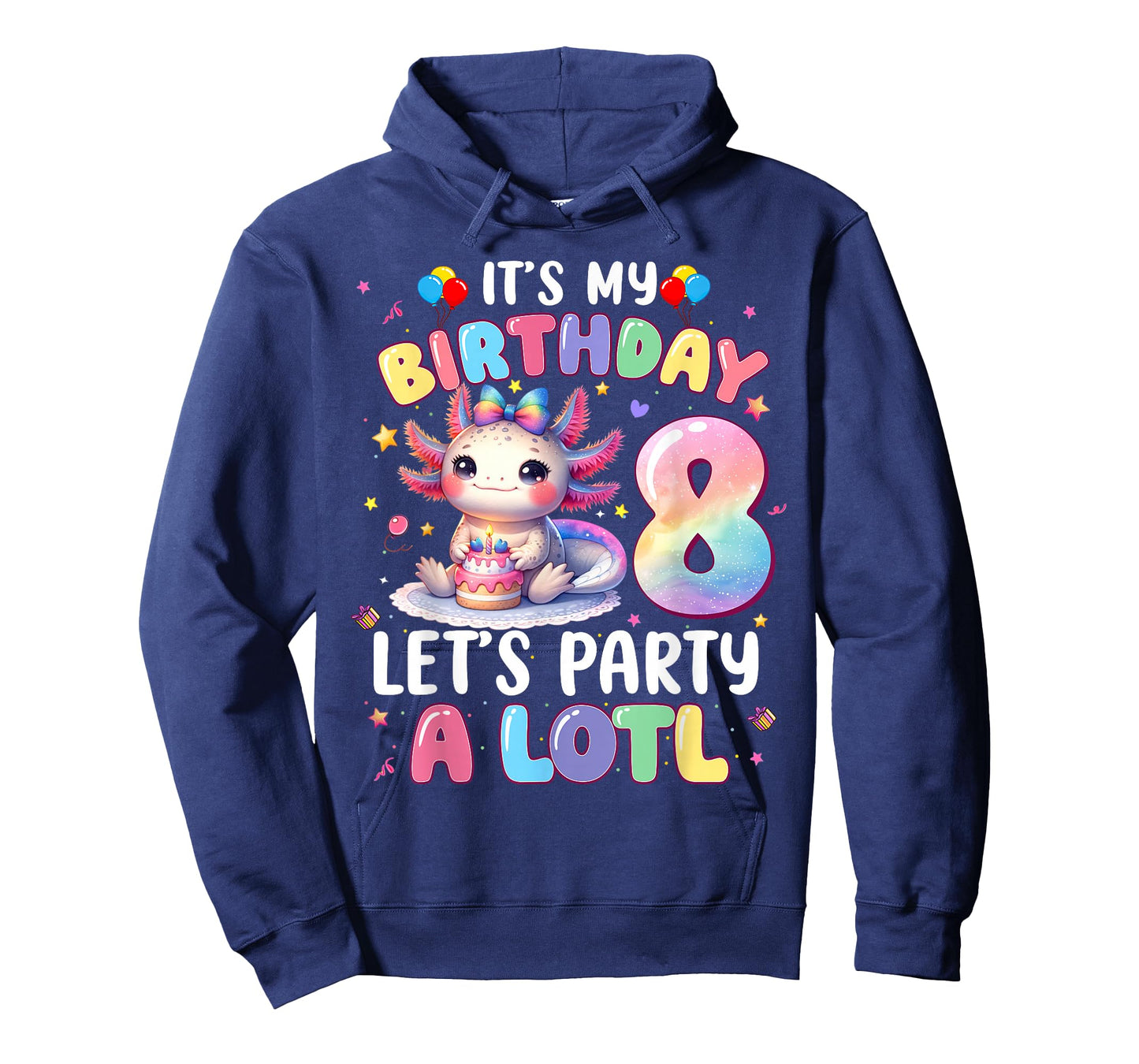 I'm 8th Birthday Girl Cute Axolotl 8 Year Old Bday Kids T-Shirt
