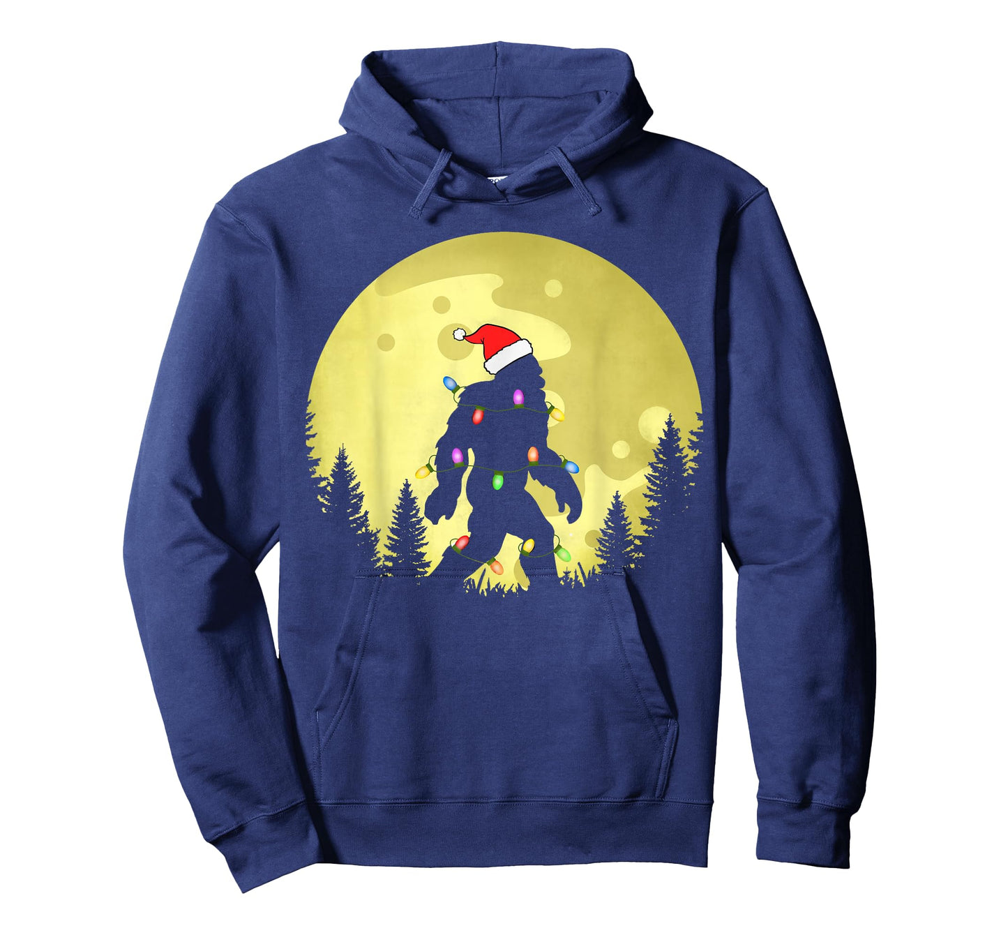 Funny Christmas Bigfoot Santa Hat Moon Sasquatch Mens T-Shirt
