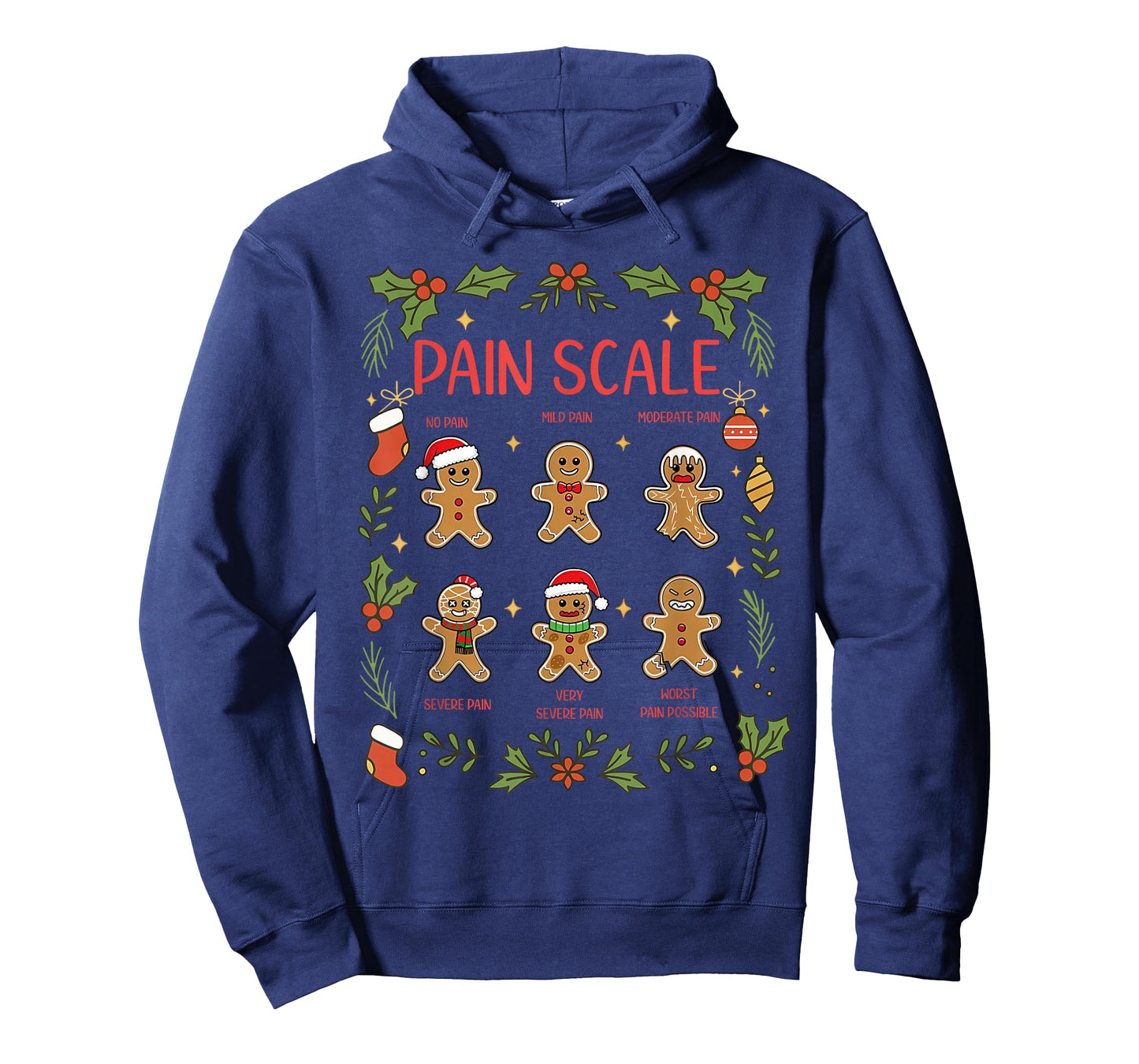 Pain Scale Gingerbread Assessment RN ER Nurse Christmas T-Shirt