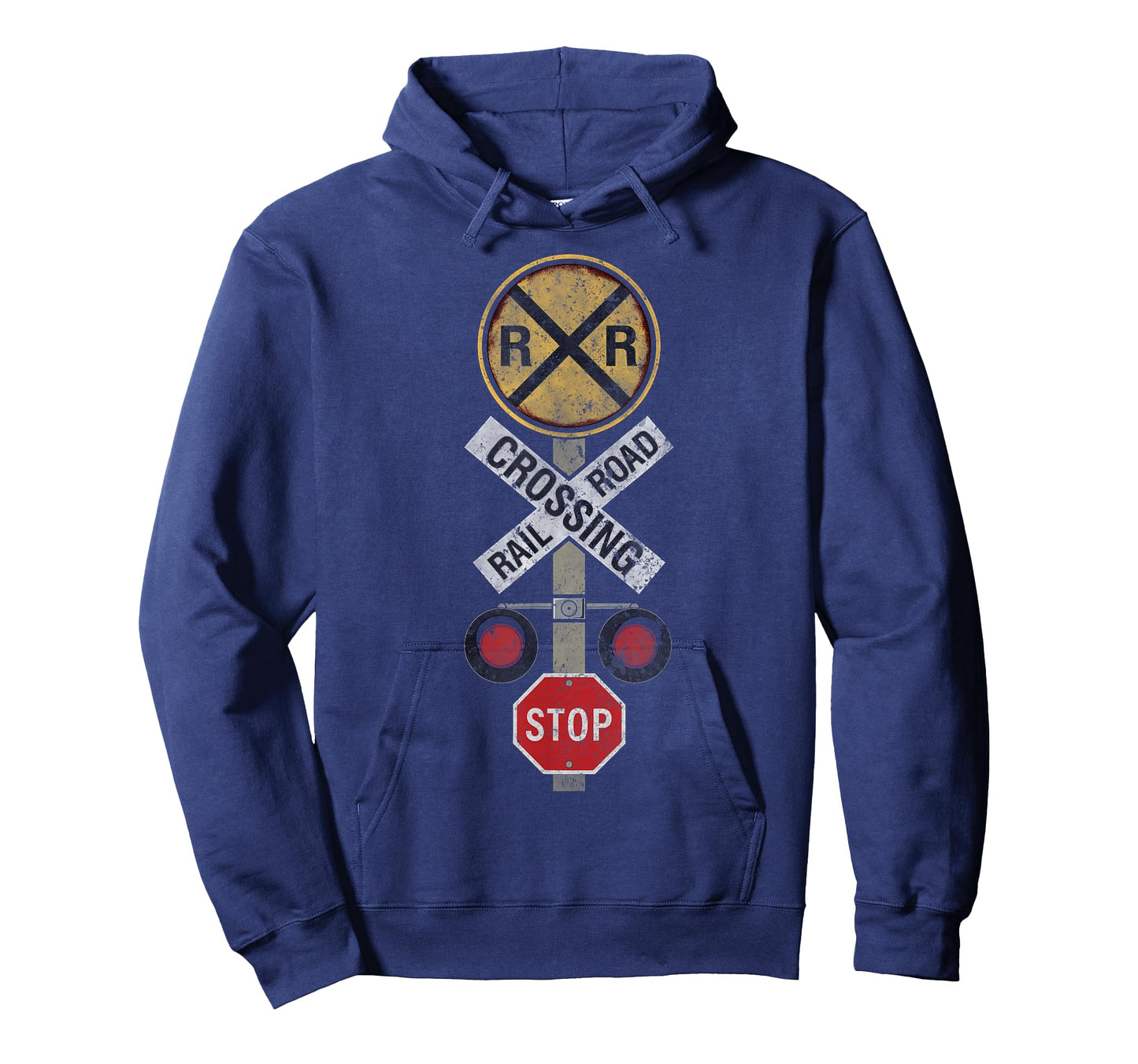 Funny Train Lover Railroad Crossing with Lights Road Sign T-Shirt