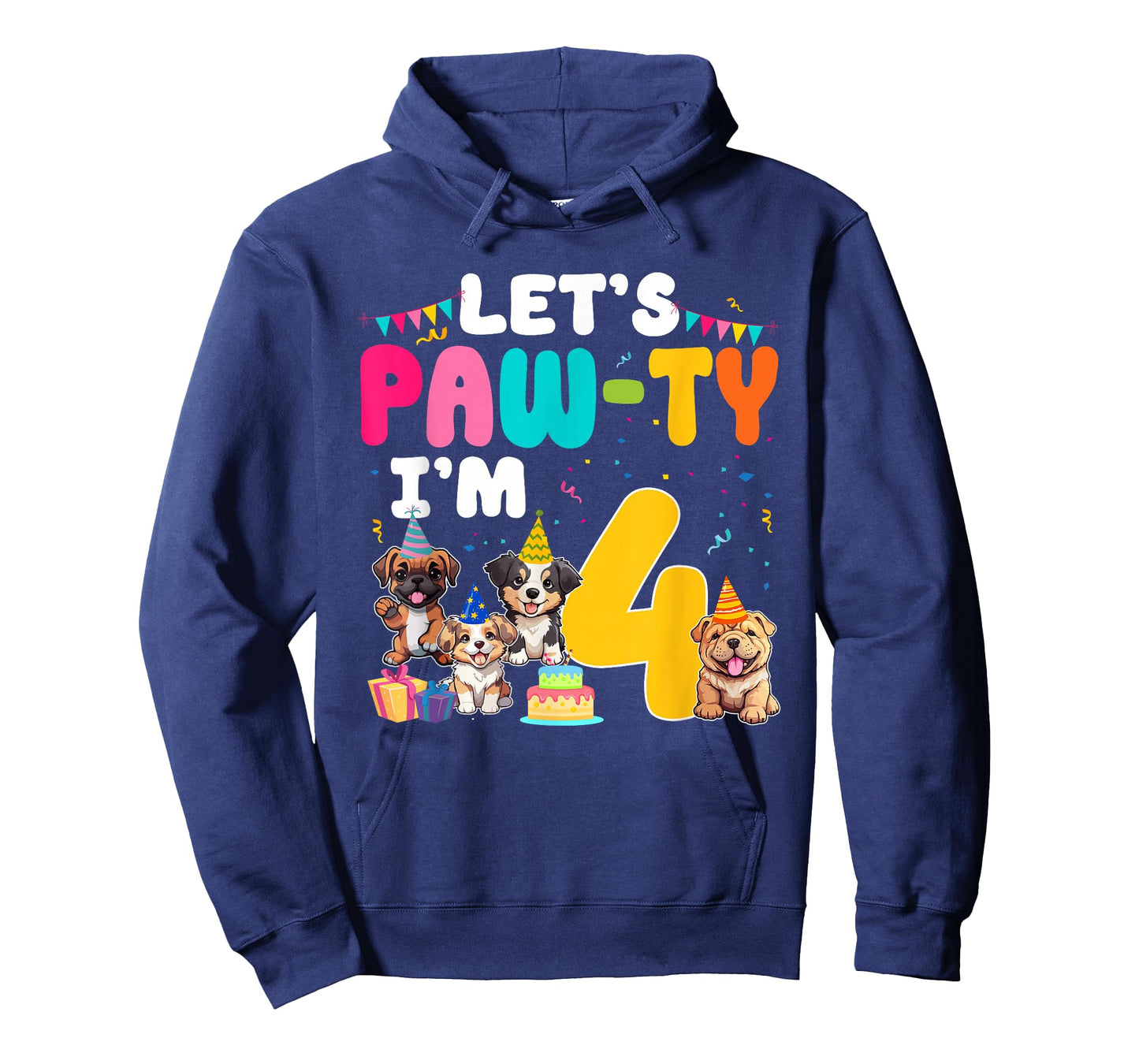 Let's Pawty I'm 4 Year Old Dog Lover 4th Birthday Party T-Shirt