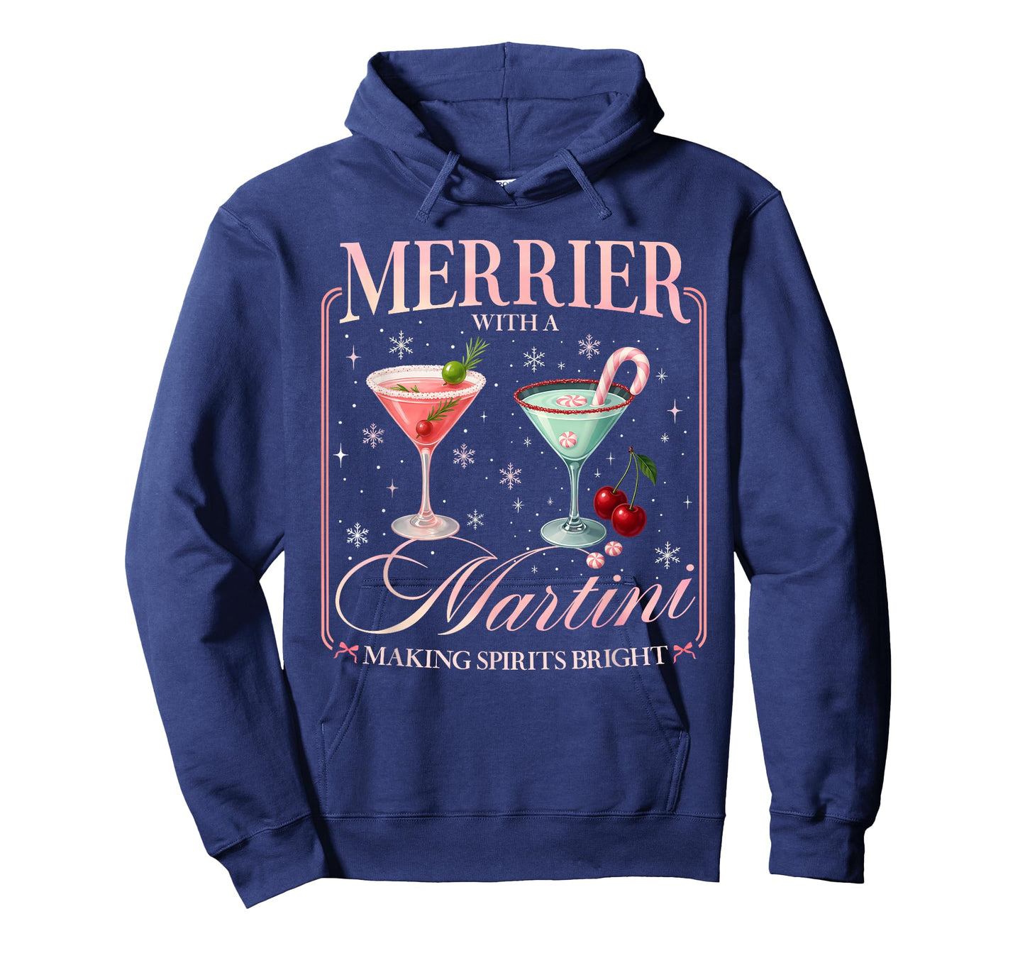 Funny Merrier with A Martini Bachelorette Merry Christmas T-Shirt