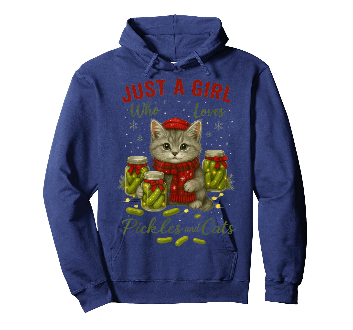 Just a Girl Who Loves Pickles and Cats Christmas T-Shirt