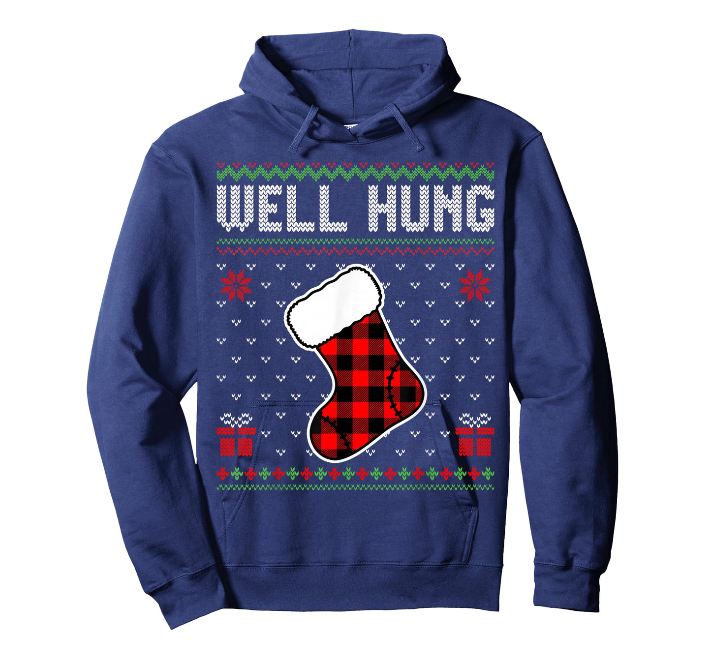 Retro Well Hung Ugly Christmas Sweater Couples Matching Xmas T-Shirt