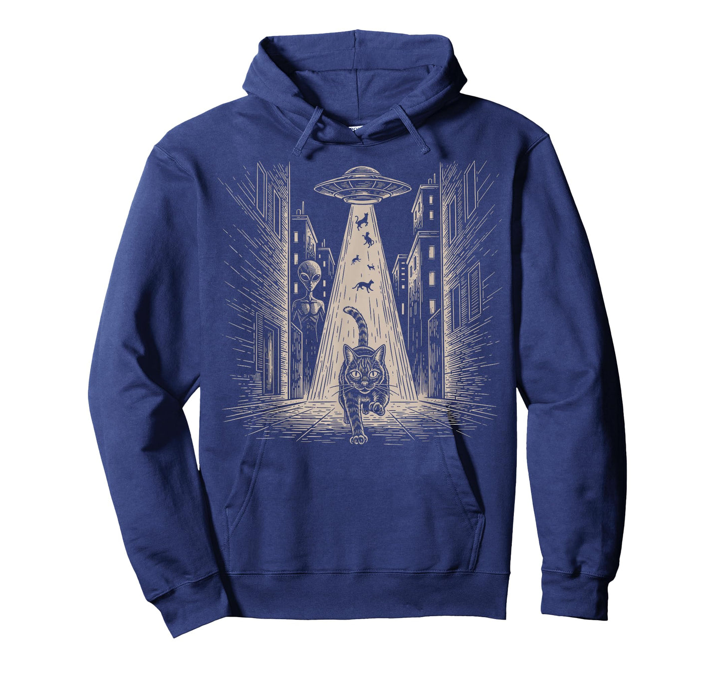 Funny Cat Running from Aliens Vintage Meme Sci-Fi Graphic T-Shirt