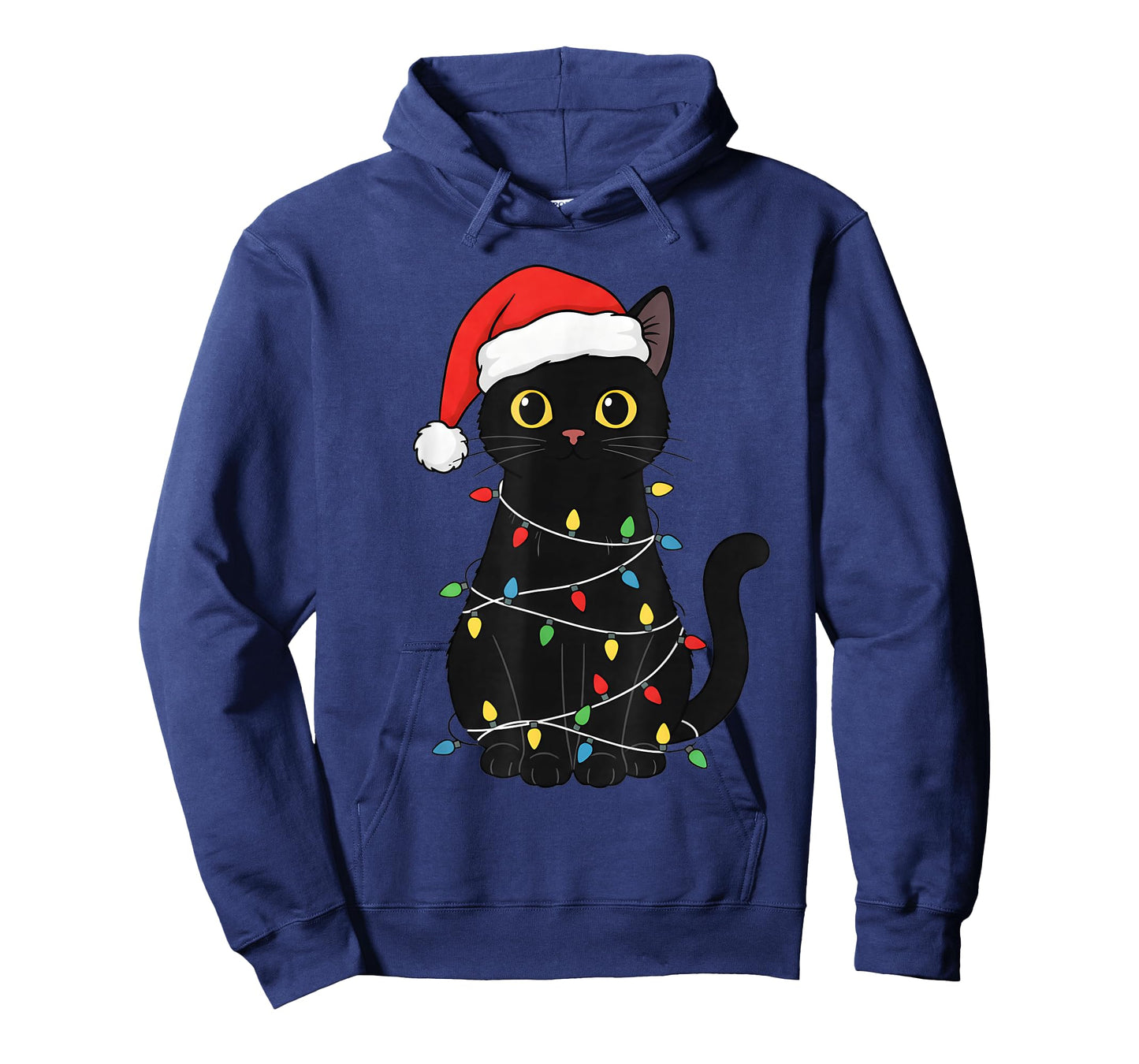 Funny Festive Black Cat Christmas Light Tangle Humor T-Shirt