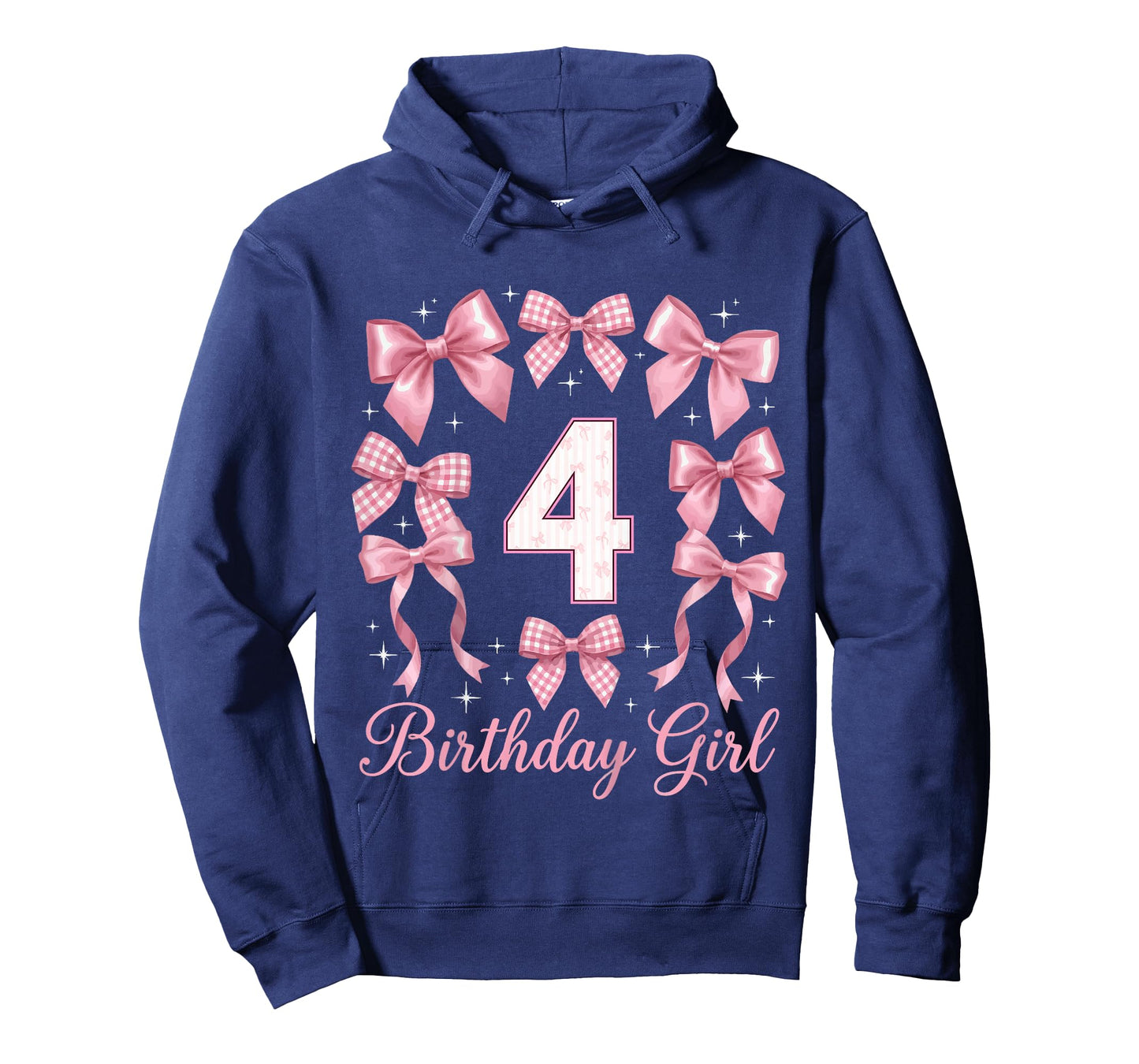 Kids 4th Birthday Shirt Girl Coquette Bow Kids Four 4 Year Old T-Shirt
