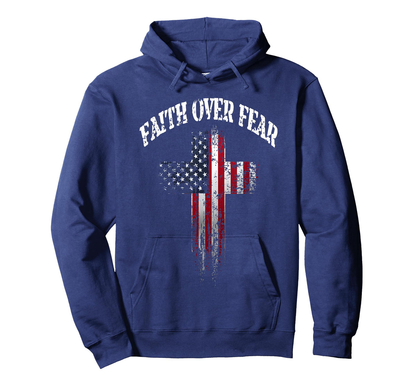 American USA Flag Christian Cross Faith Over Fear T-Shirt