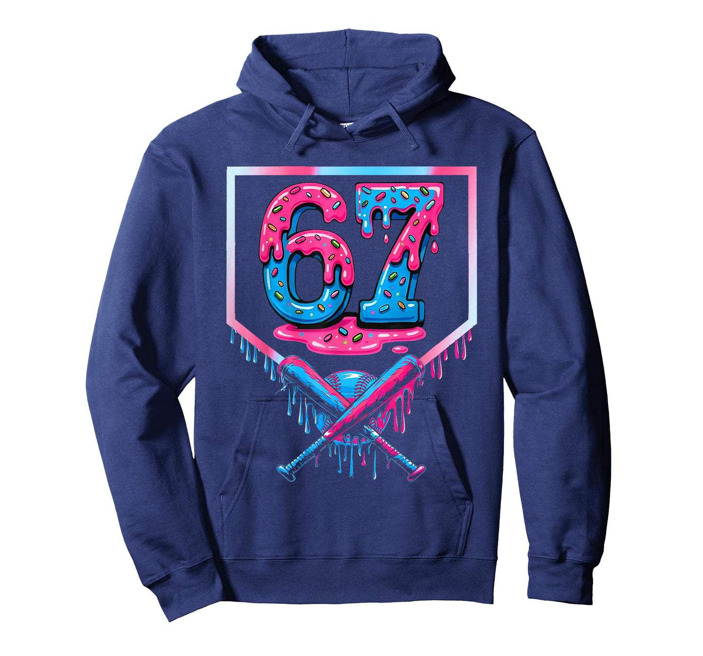 67 Six Seven Baseball Ice Cream Drip Cool Meme 67 Funny T-Shirt