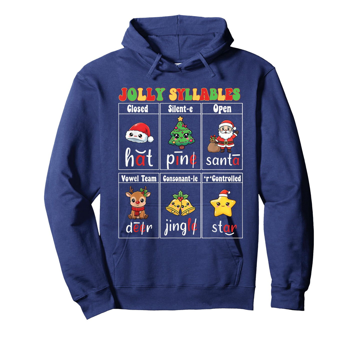 Christmas Jolly Syllables Teacher Students Funny Six Types T-Shirt