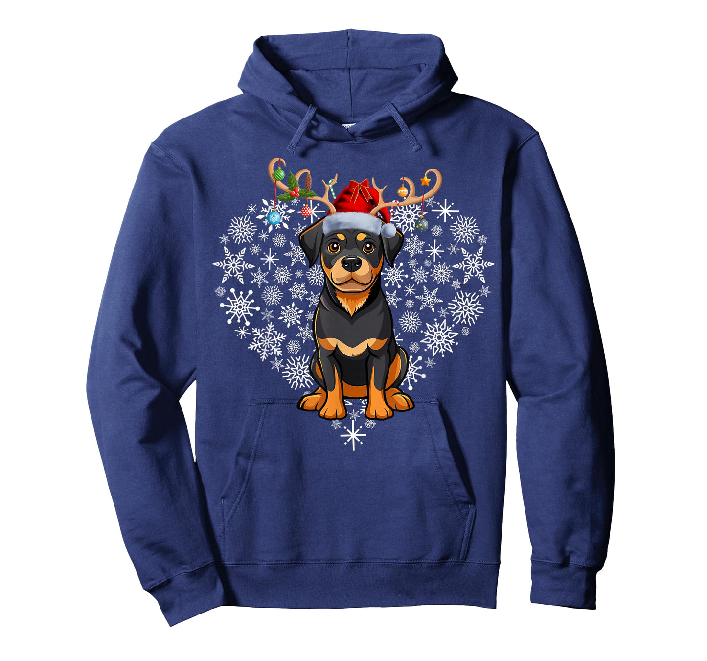 Christmas Reindeer Santa Hat Rottweiler Lovers Xmas T-Shirt