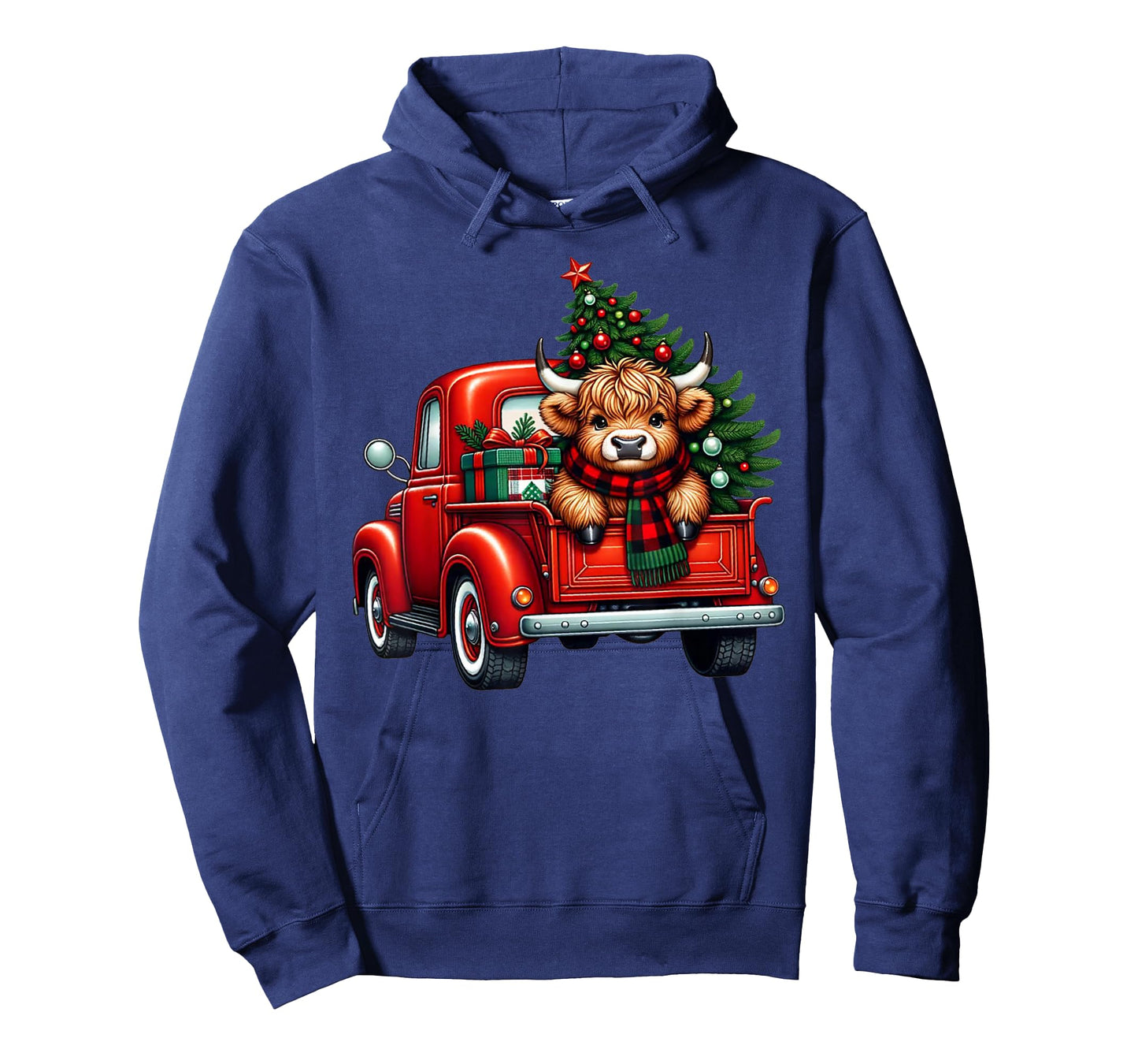 Highland Cow in Truck Farm Farmer Christmas Cow Car Truck T-Shirt
