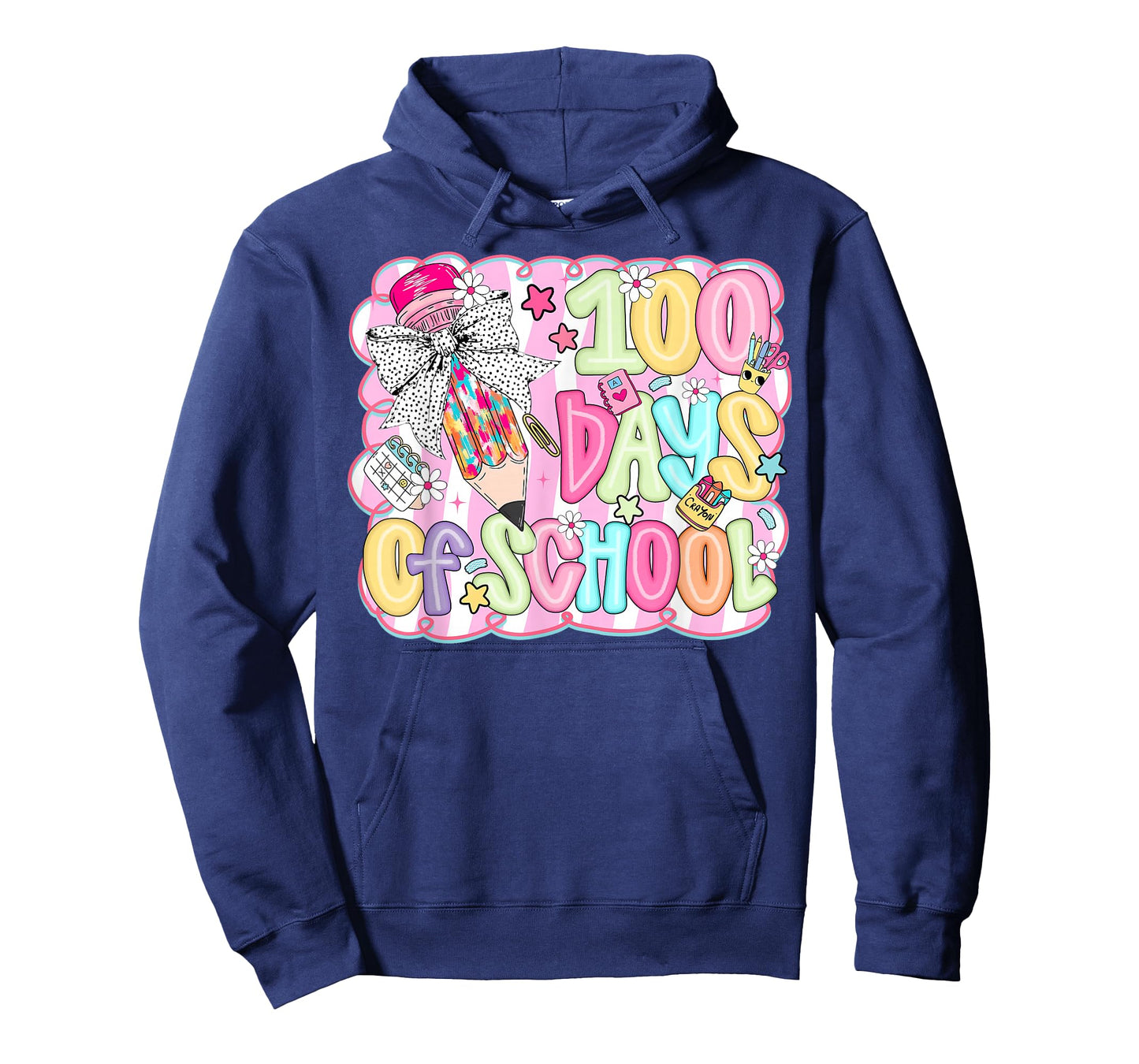 Preppy Coquette Pencil Bow 100 Days of School Girl Women T-Shirt