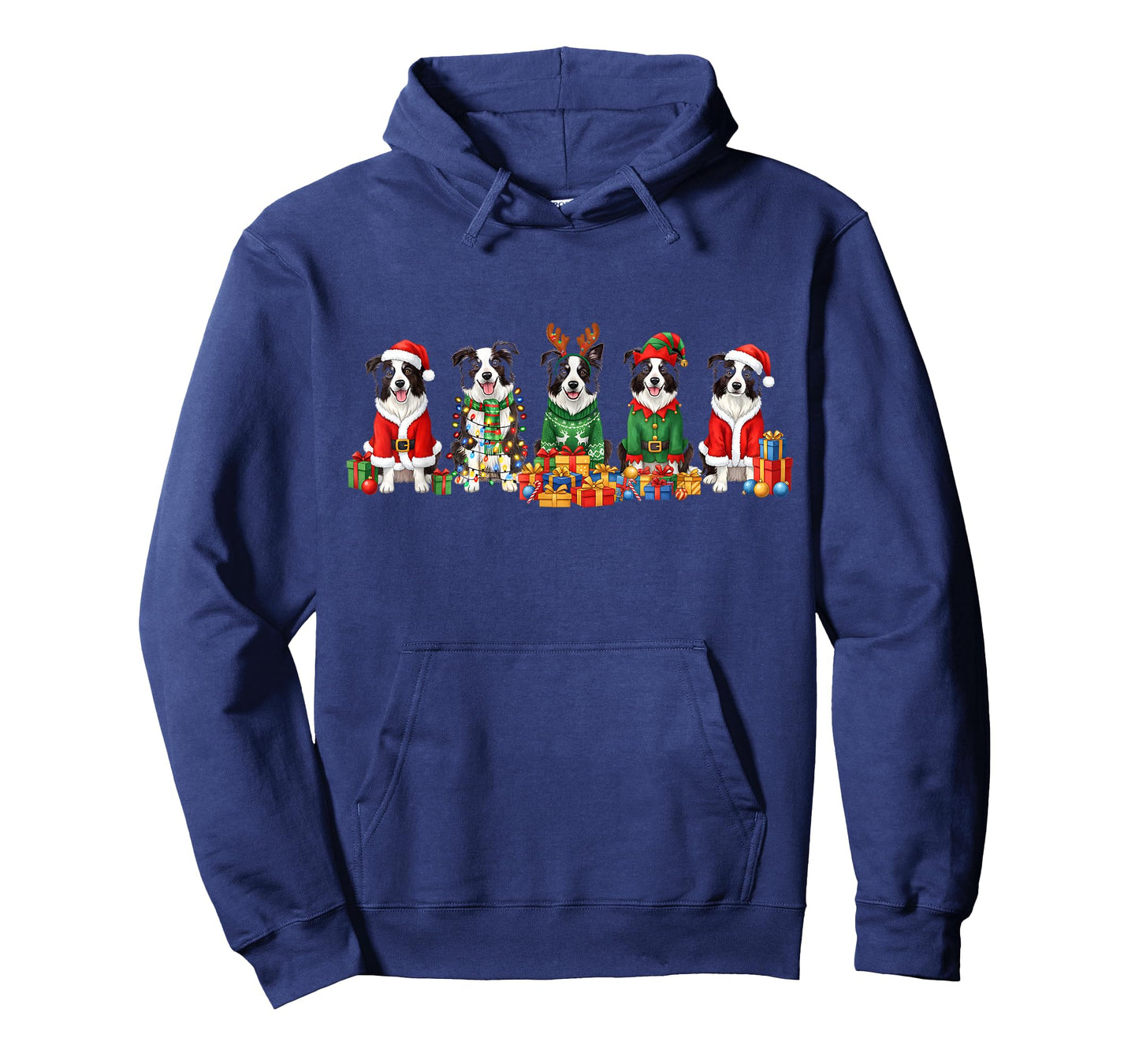 Border Collie Dogs Christmas Lights Santa Dog Lover Gifts T-Shirt