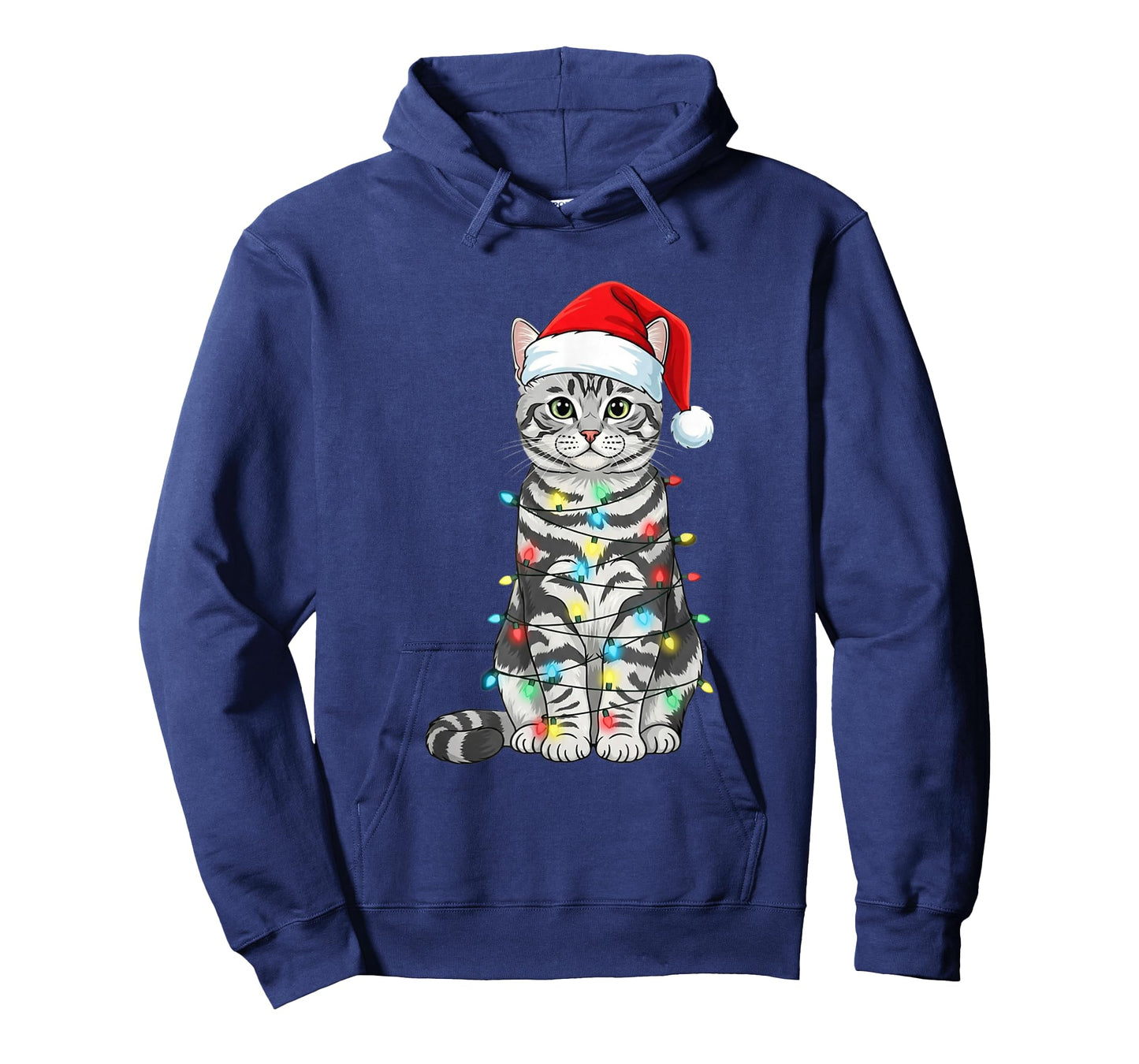 Tabby Cat Christmas Tree Cute Santa Hat Lover T-Shirt