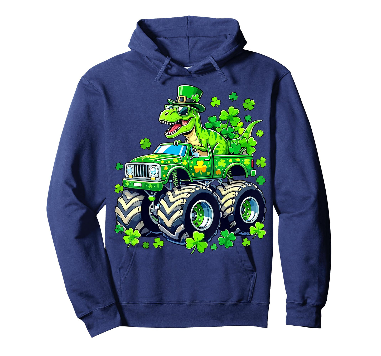 St Patricks Day Monster Truck Boys Dinosaur Shamrock T-Shirt