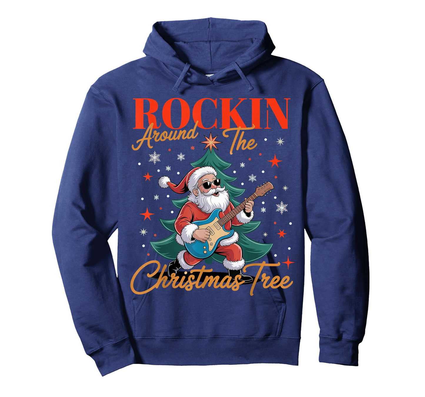 Rocking Around The Christmas Tree Santa Rock and Roll Guitar T-Shirt