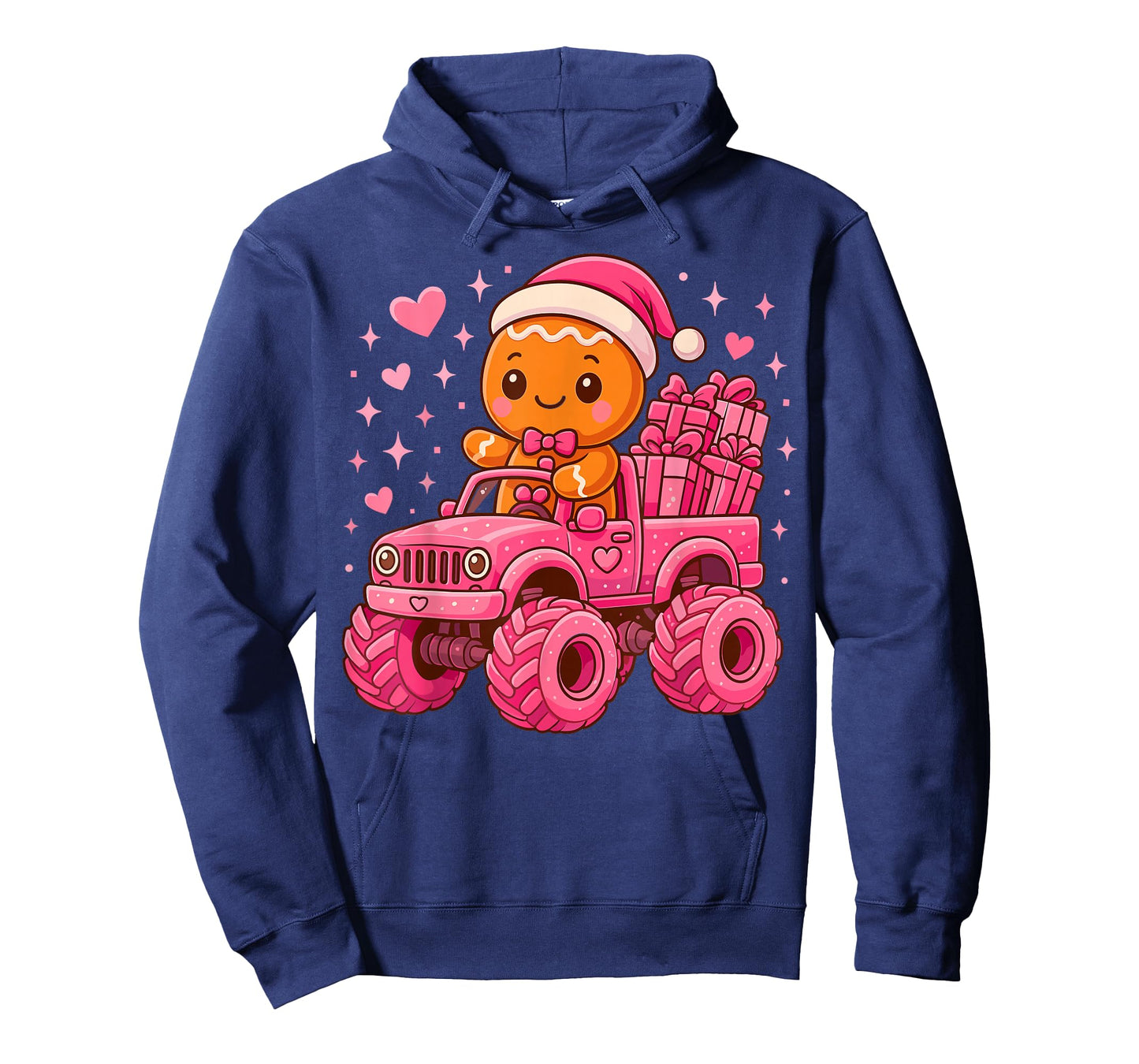 Gingerbread in Pink Christmas Monster Truck T-Shirt