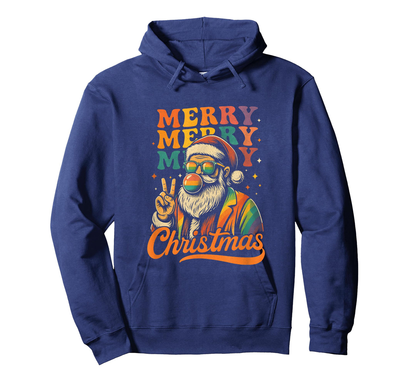 Merry Christmas Retro Holiday Vibes Santa Peace Sign Groovy T-Shirt