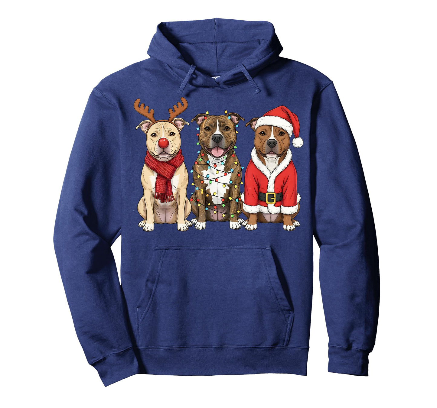Retro Christmas Pit Bull Santa Reindeer Pittie Dog Lover T-Shirt