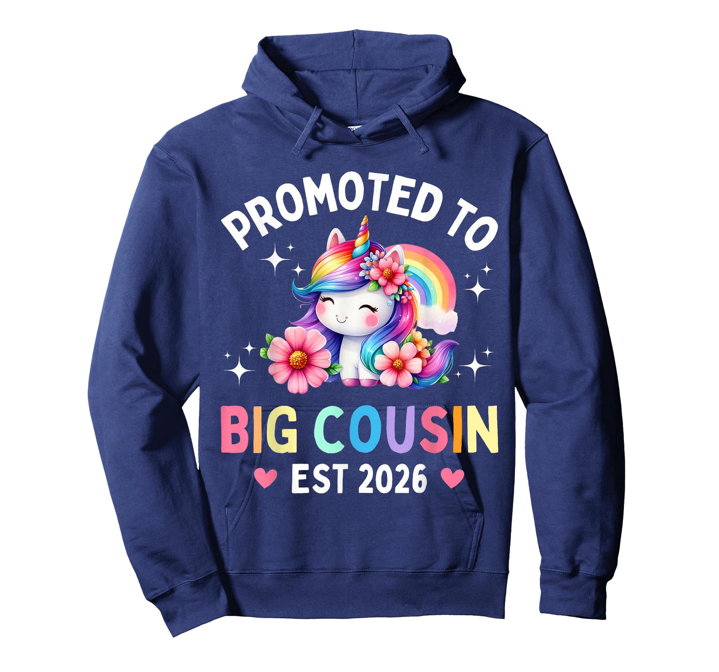 Promoted to Big Cousin 2026 Flower Unicorn Toddler Girls T-Shirt