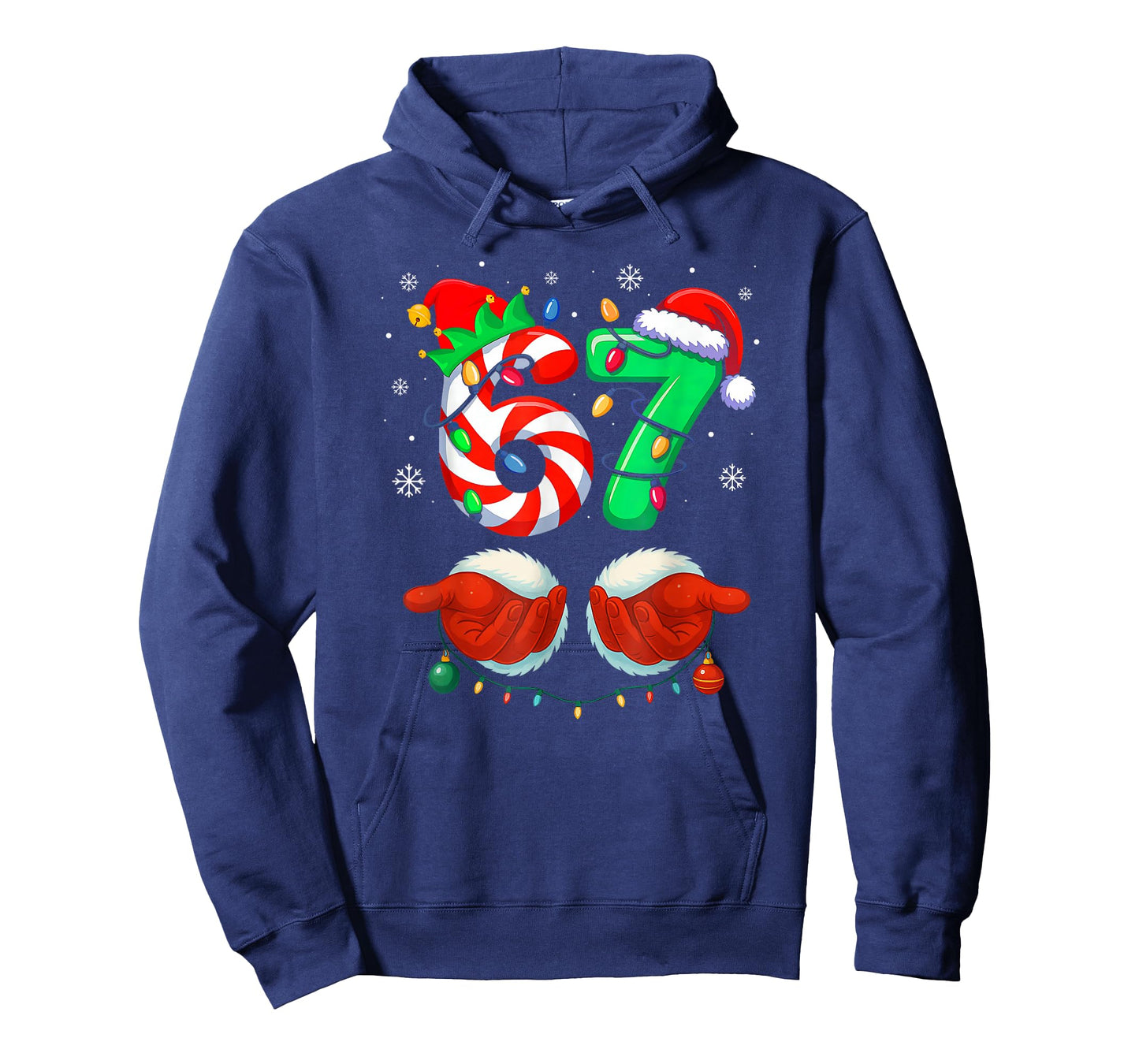 Funny Six Seven 67 Meme 6 7 Christmas Santa Hand Boys Teens T-Shirt