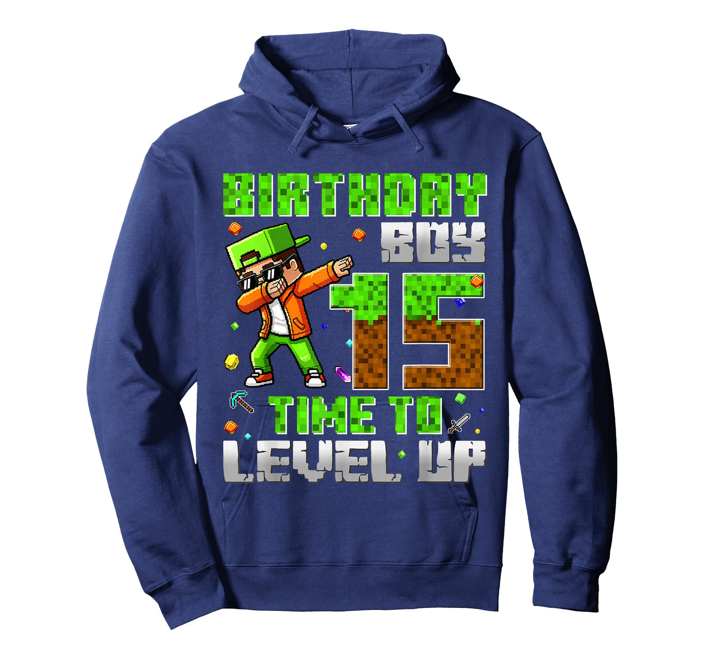 Pixel Game Dabbing Birthday Boy 15 Years Time to Level Up T-Shirt
