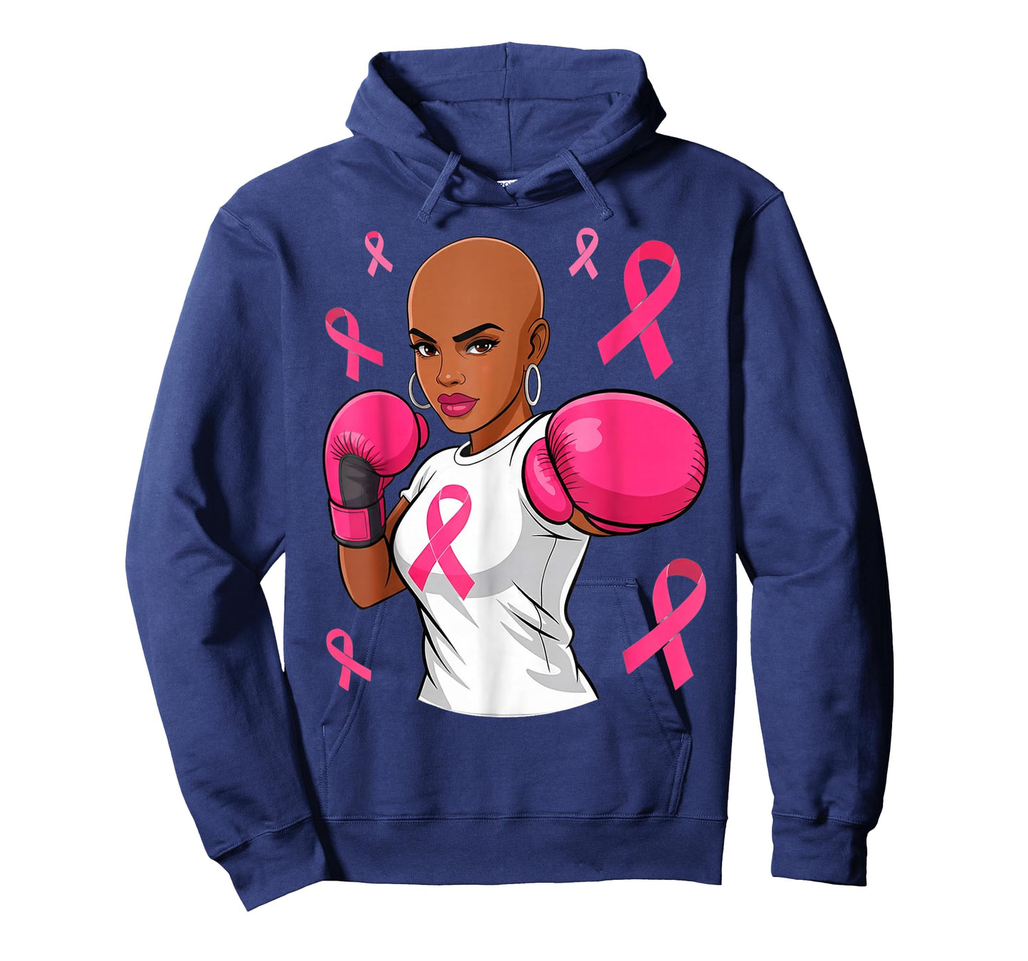 Women Black African American Breast Cancer Afro Pink Ribbon T-Shirt