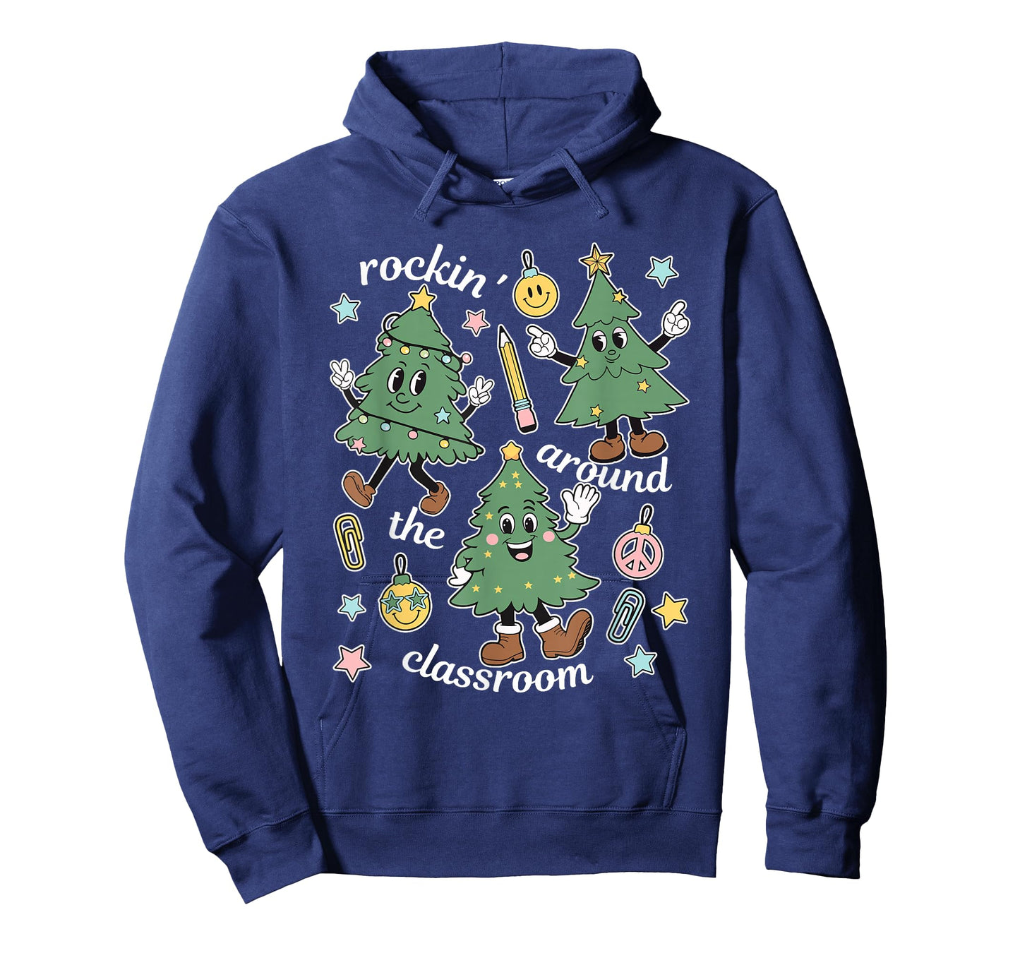 Retro Teacher Christmas Rockin' Around The Classroom Womens T-Shirt