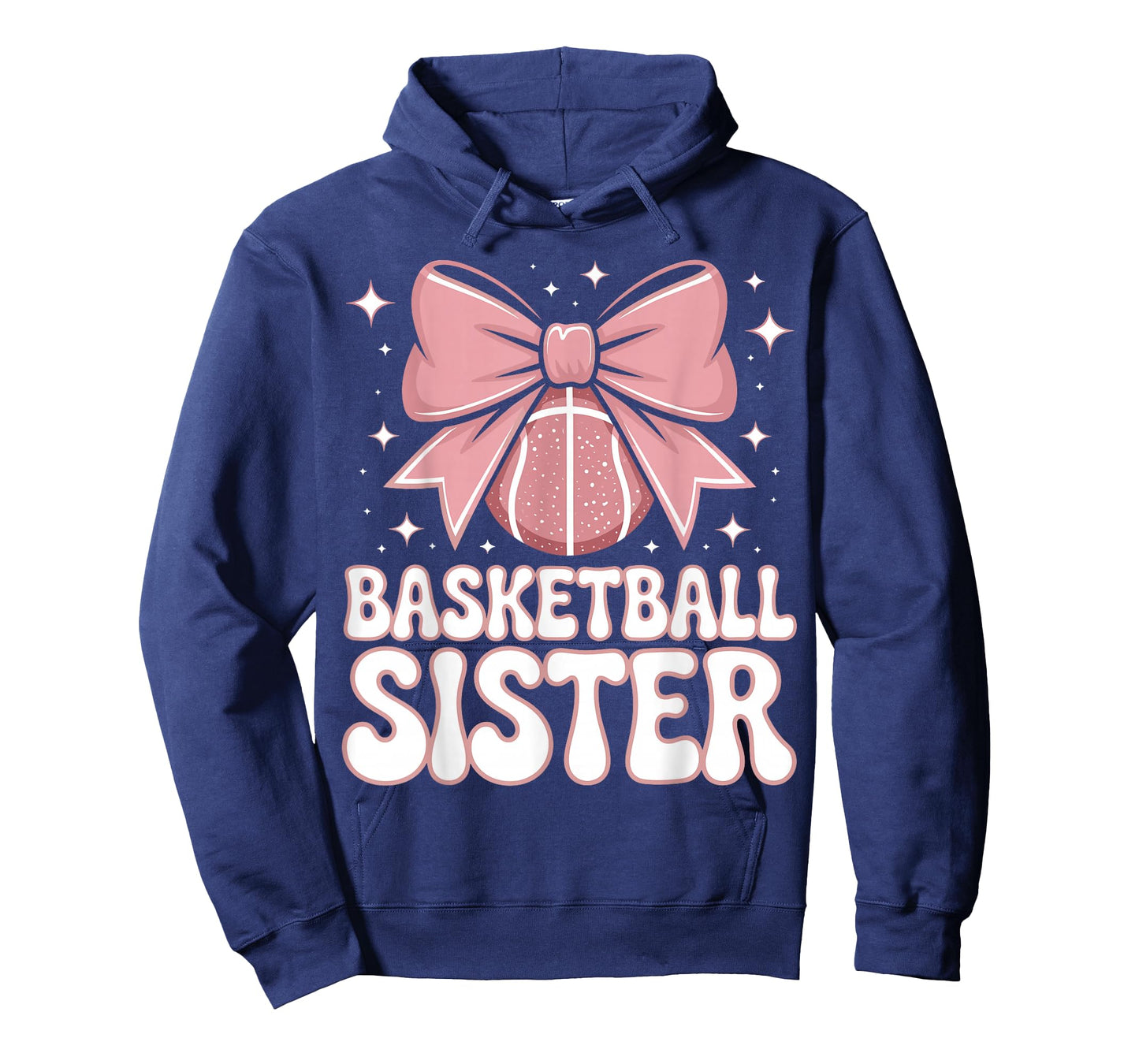 Basketball Sister Cute Pink Bow Sports Fan Graphic T-Shirt
