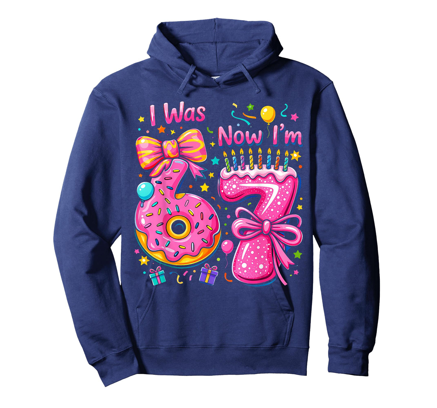 7th Birthday Girl I was 6 Now I'm 7 Years Old Girls Birthday T-Shirt