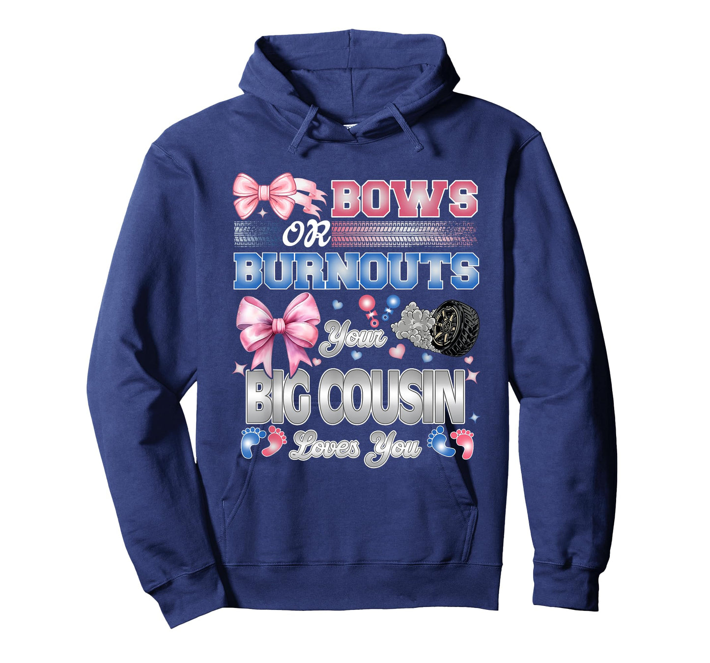 Burnouts or Bows Big Cousin Loves You Gender Reveal Party T-Shirt