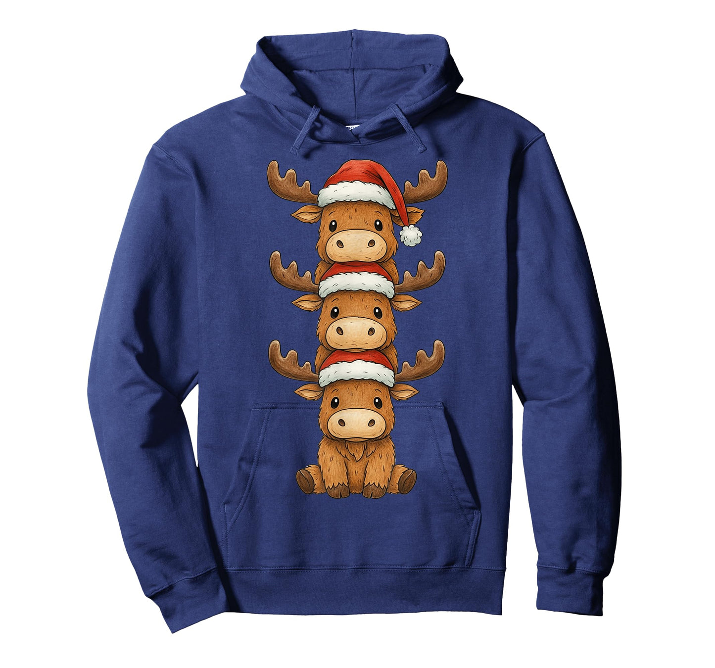 Moose Christmas Cute Animals Stacks Santa Hat Moose Mama T-Shirt