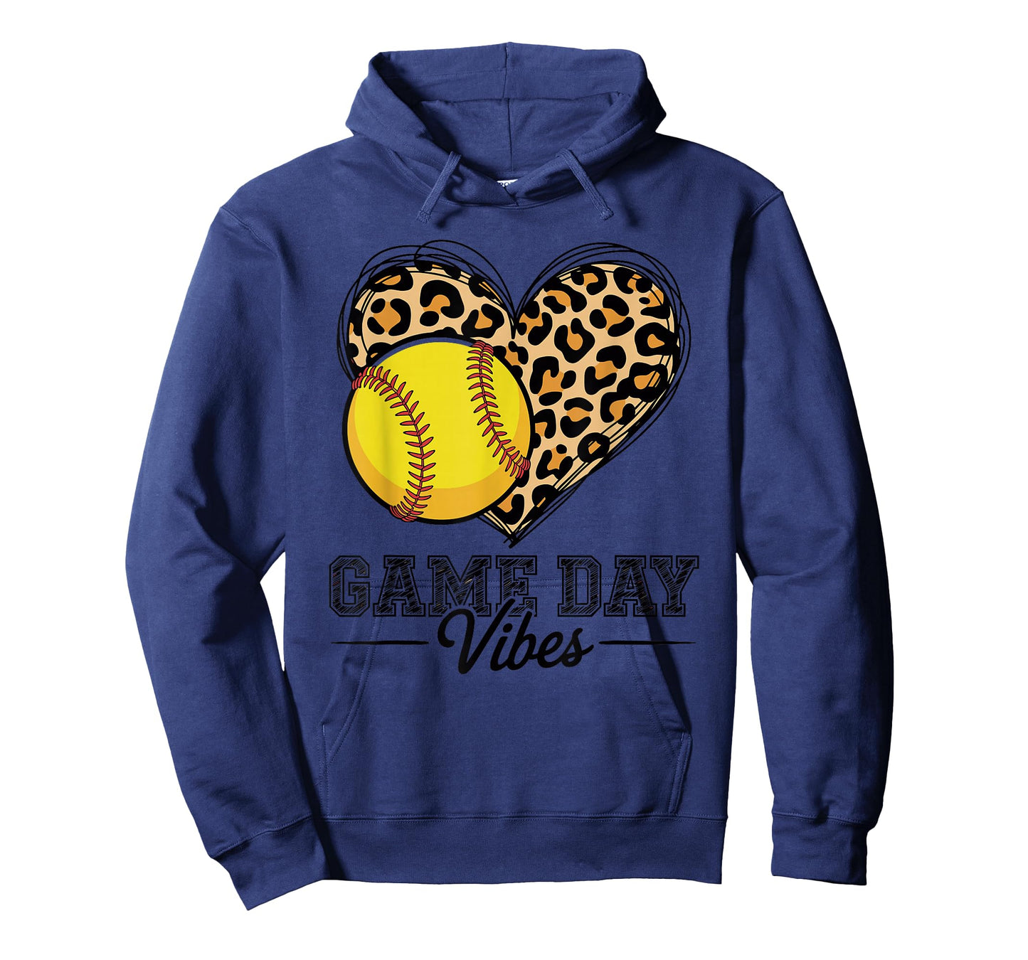 Softball Leopard Heart Graphic Fastpitch Game Day Vibes T-Shirt