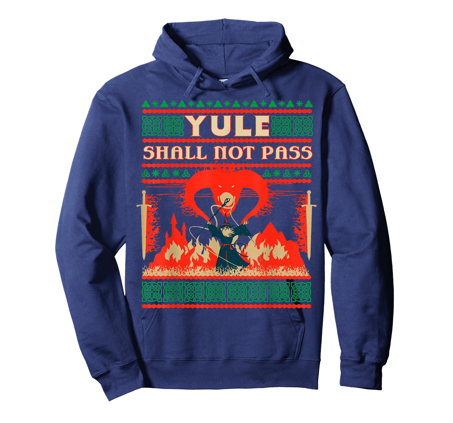 Yule Shall Not Pass Wizard Battle Festive Fantasy Graphic T-Shirt