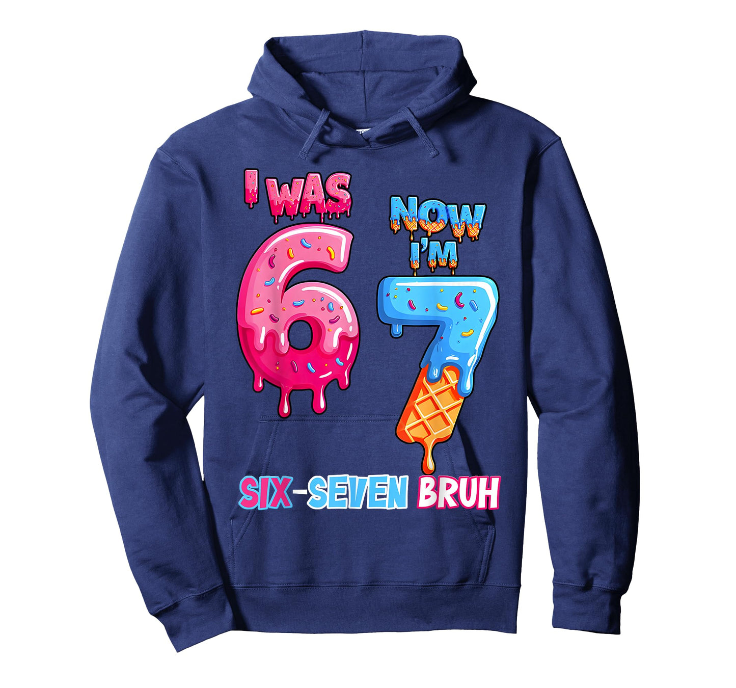 7Th Birthday I was 6 Now Im 7 Ice Cream Drip Six Seven Bruh T-Shirt