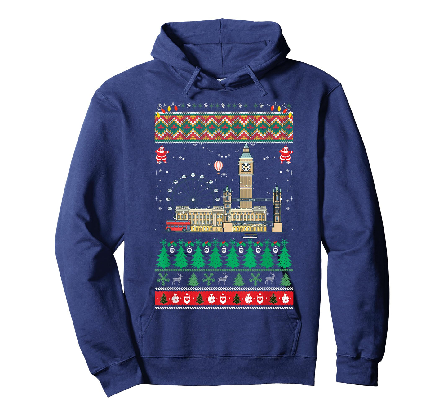 London Christmas Ugly Sweater Big-Ben Holiday Travel UK T-Shirt