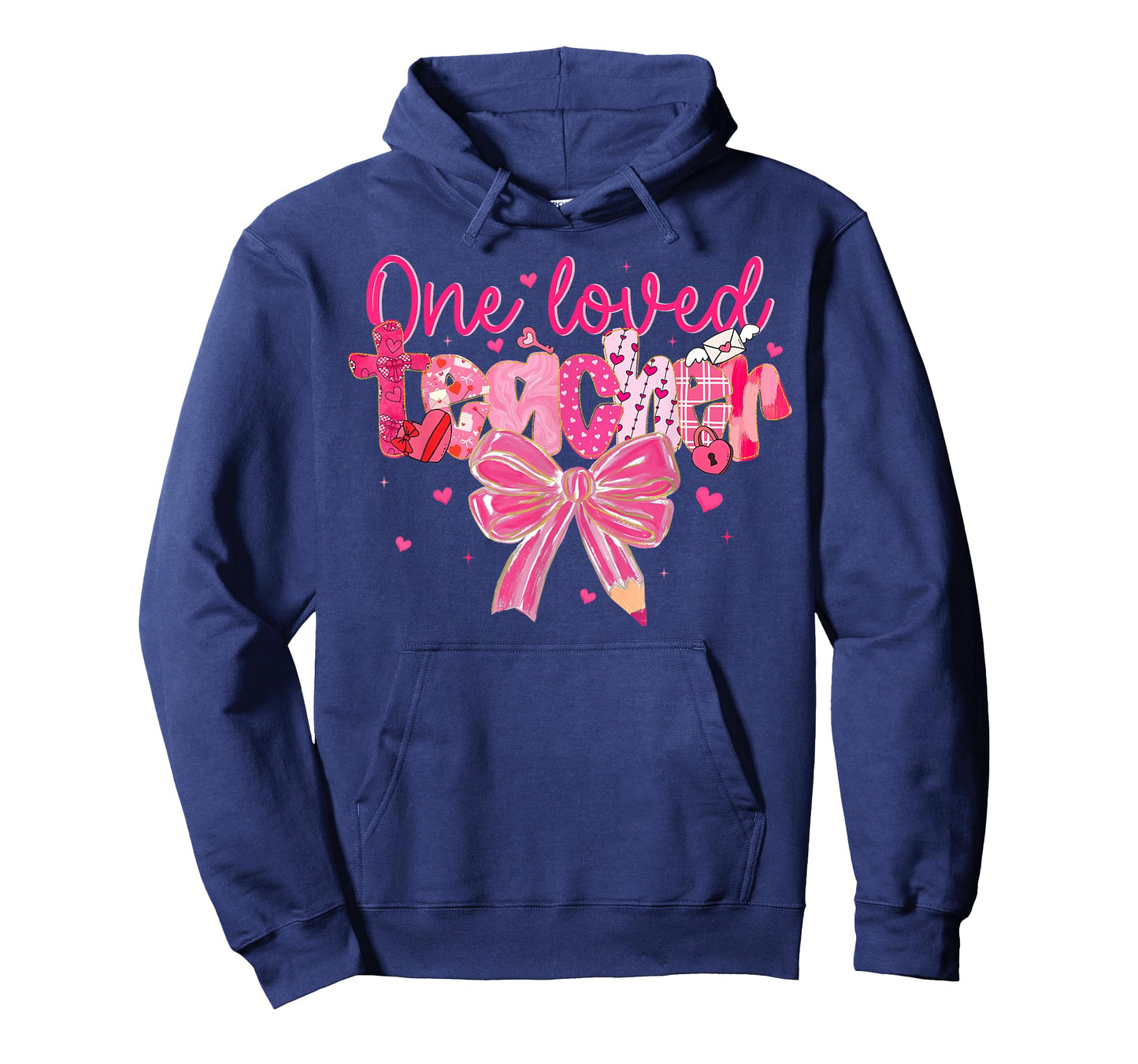 Retro Valentine Teacher One Loved Teacher Coquette Bow T-Shirt