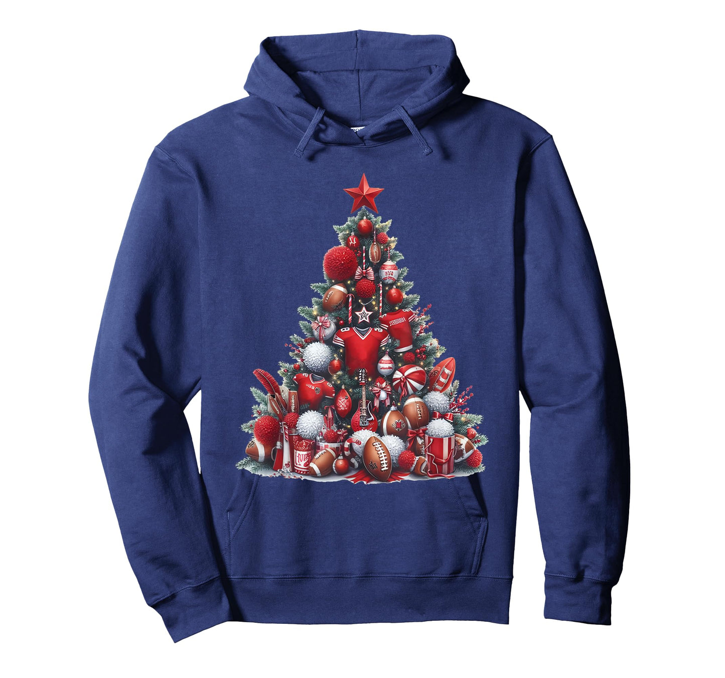 Christmas Football Tree Men Boys Christmas Football Player T-Shirt