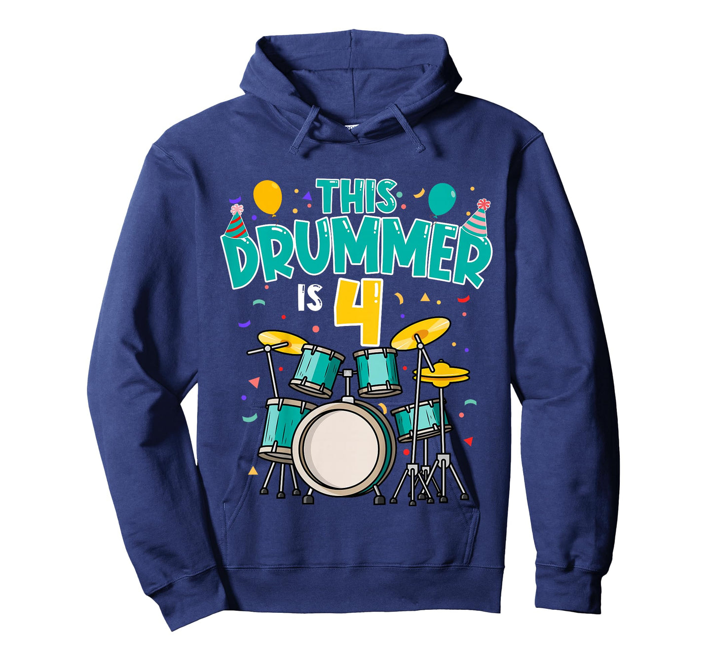 4 Years Old Drummer 4th Birthday Drum Set Drumming T-Shirt