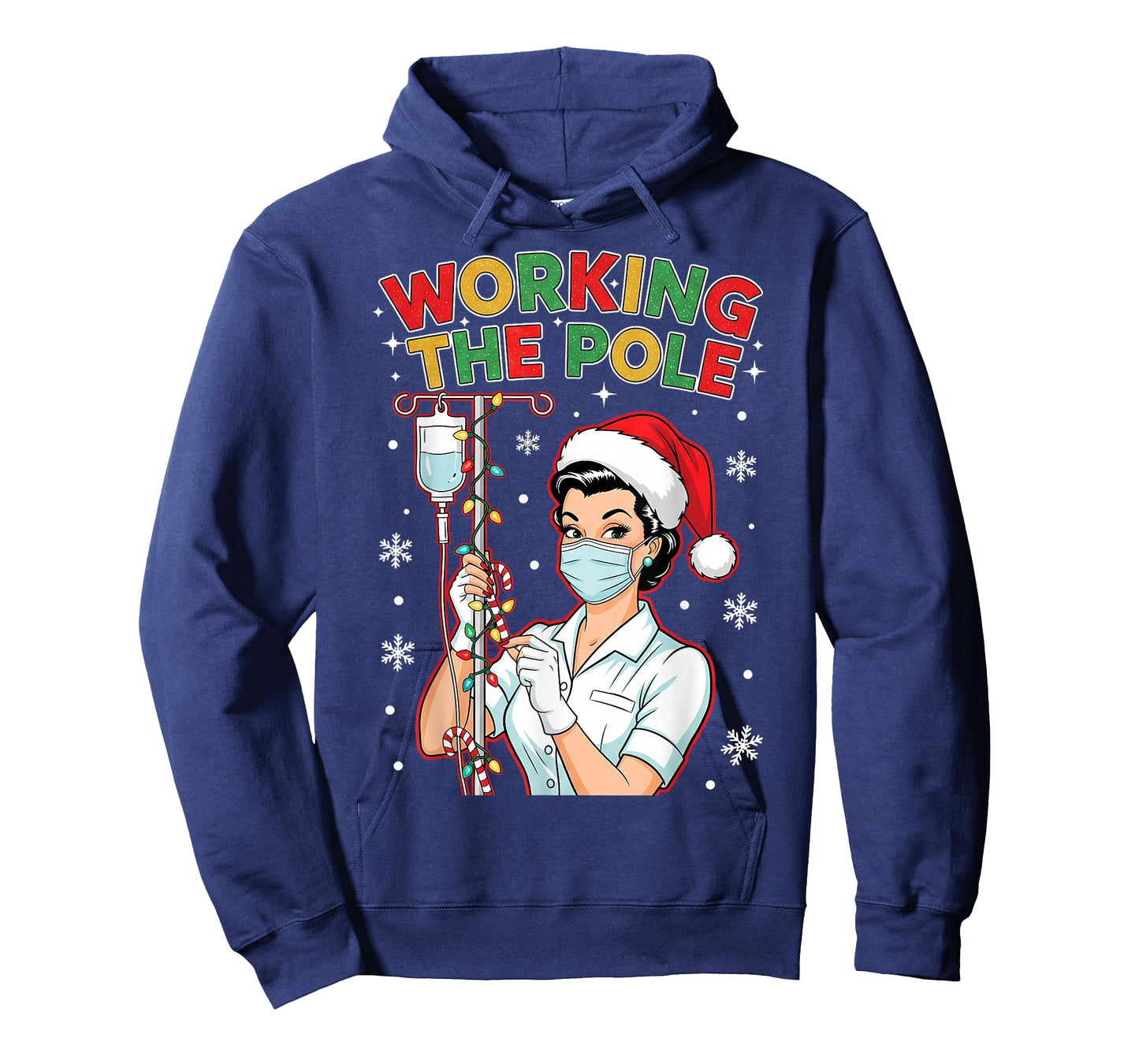 Working The Pole Vintage Nurse Christmas Medical Holiday T-Shirt