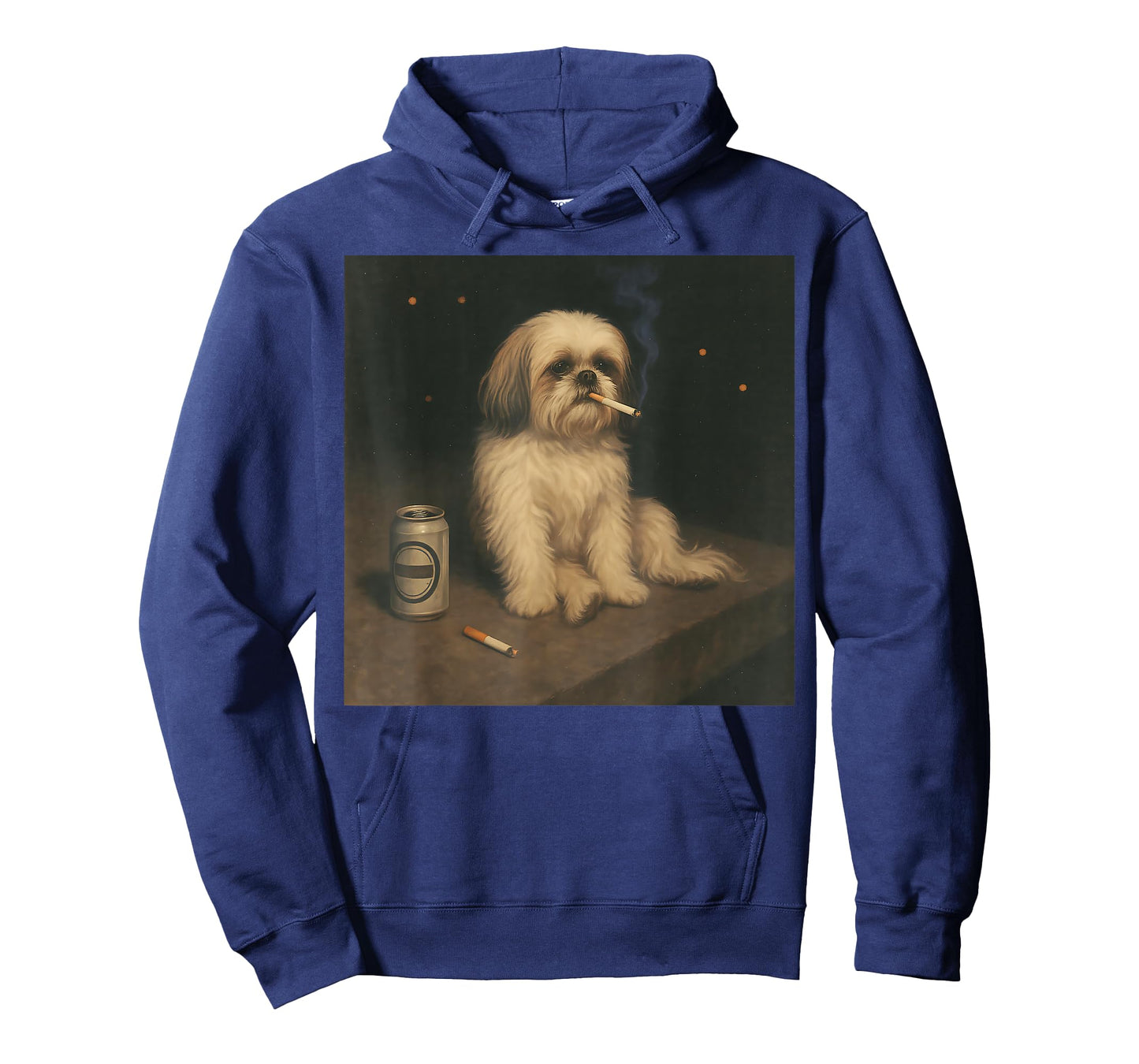 Vintage Shih Tzu Night Mood Funny Dog Smoking Drinking Meme T-Shirt
