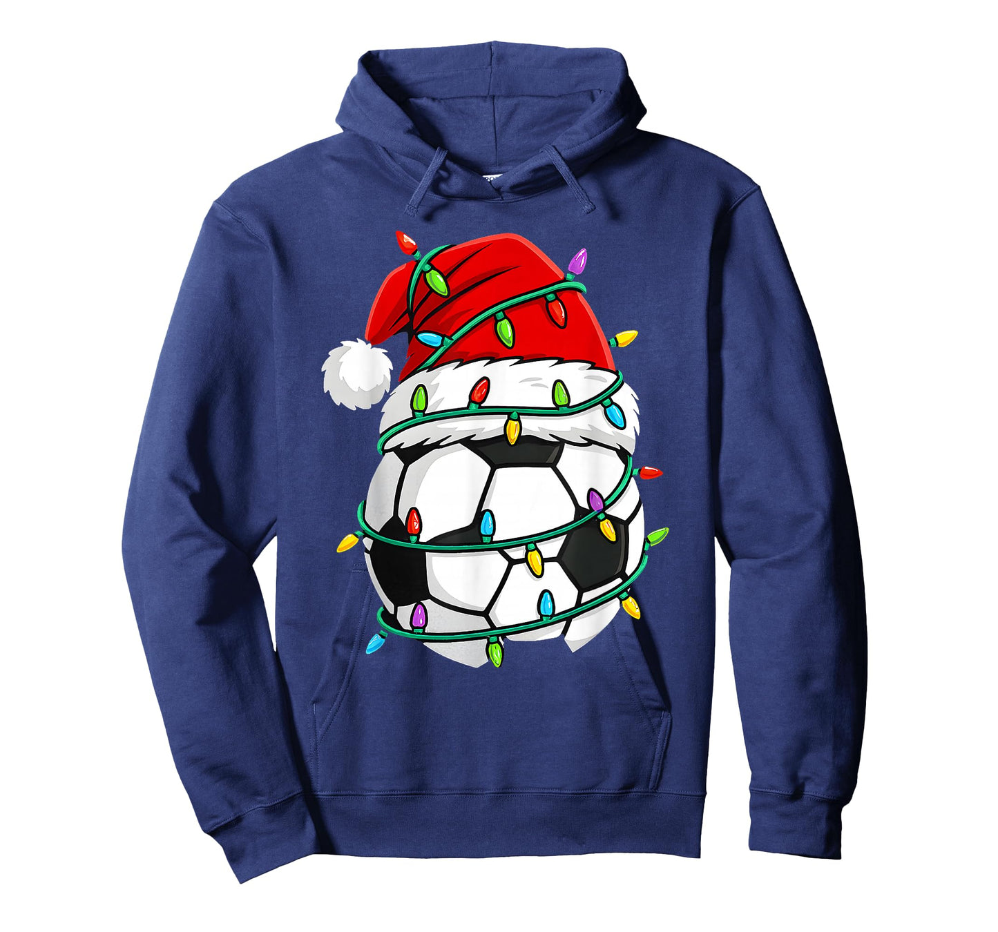 Christmas Soccer Santa Hat Lights Santa Sports Xmas Pajama T-Shirt