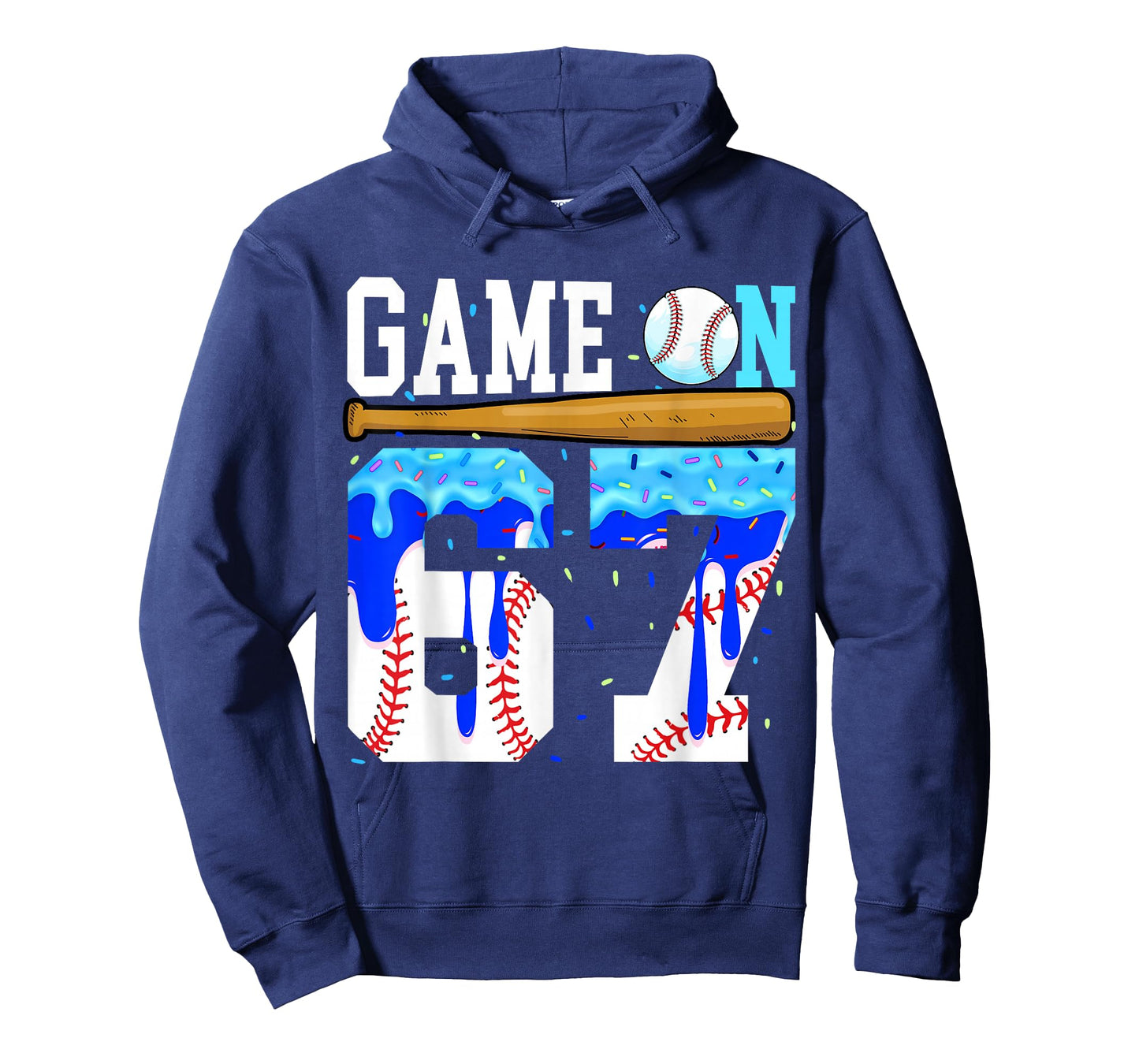 Game On 67 Baseball Drip Six Seven Meme 6 7 Birthday Boy Kid T-Shirt