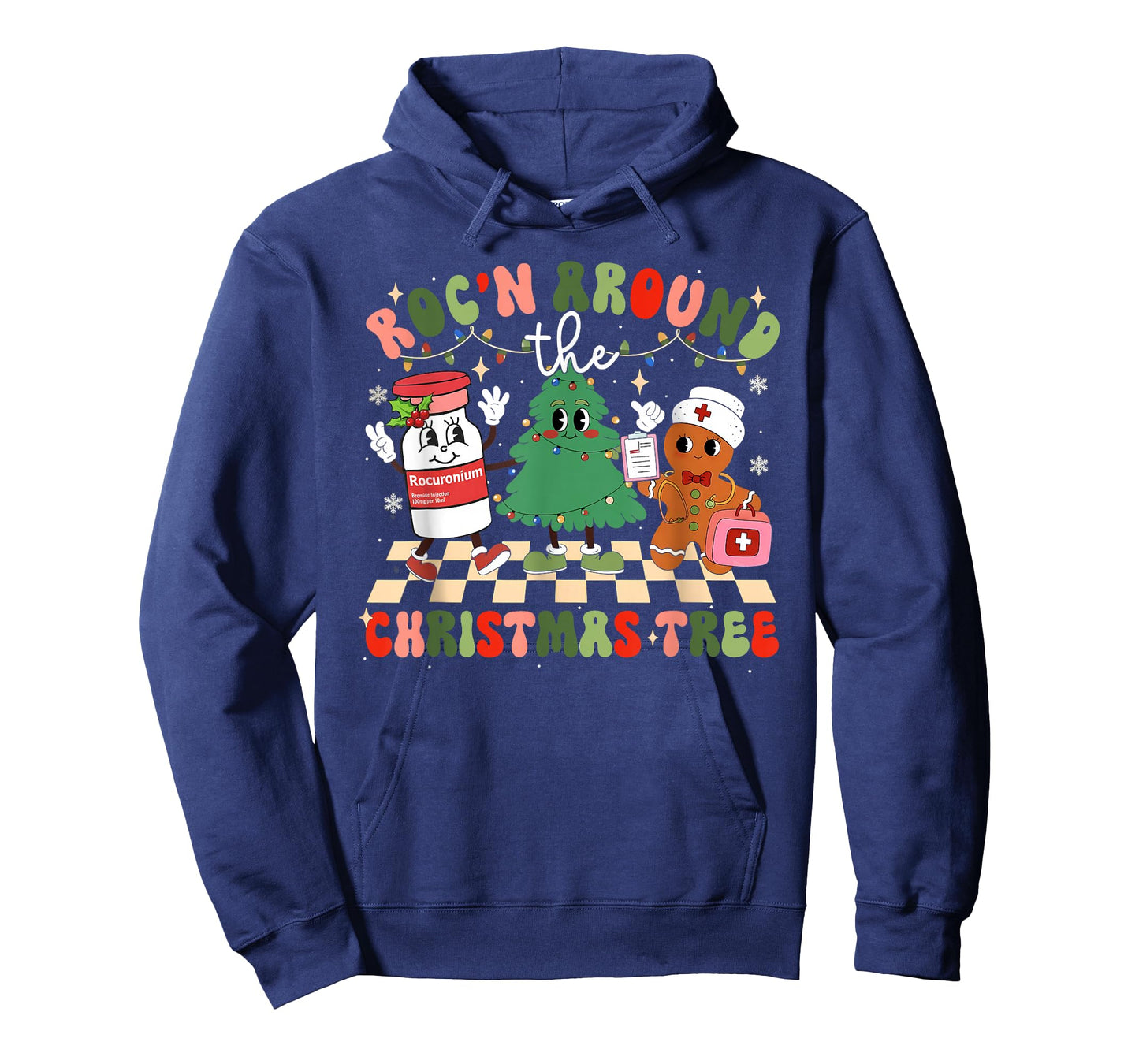 ROC’n Around The Christmas Tree ICU CVICU Nurse Groovy Retro T-Shirt