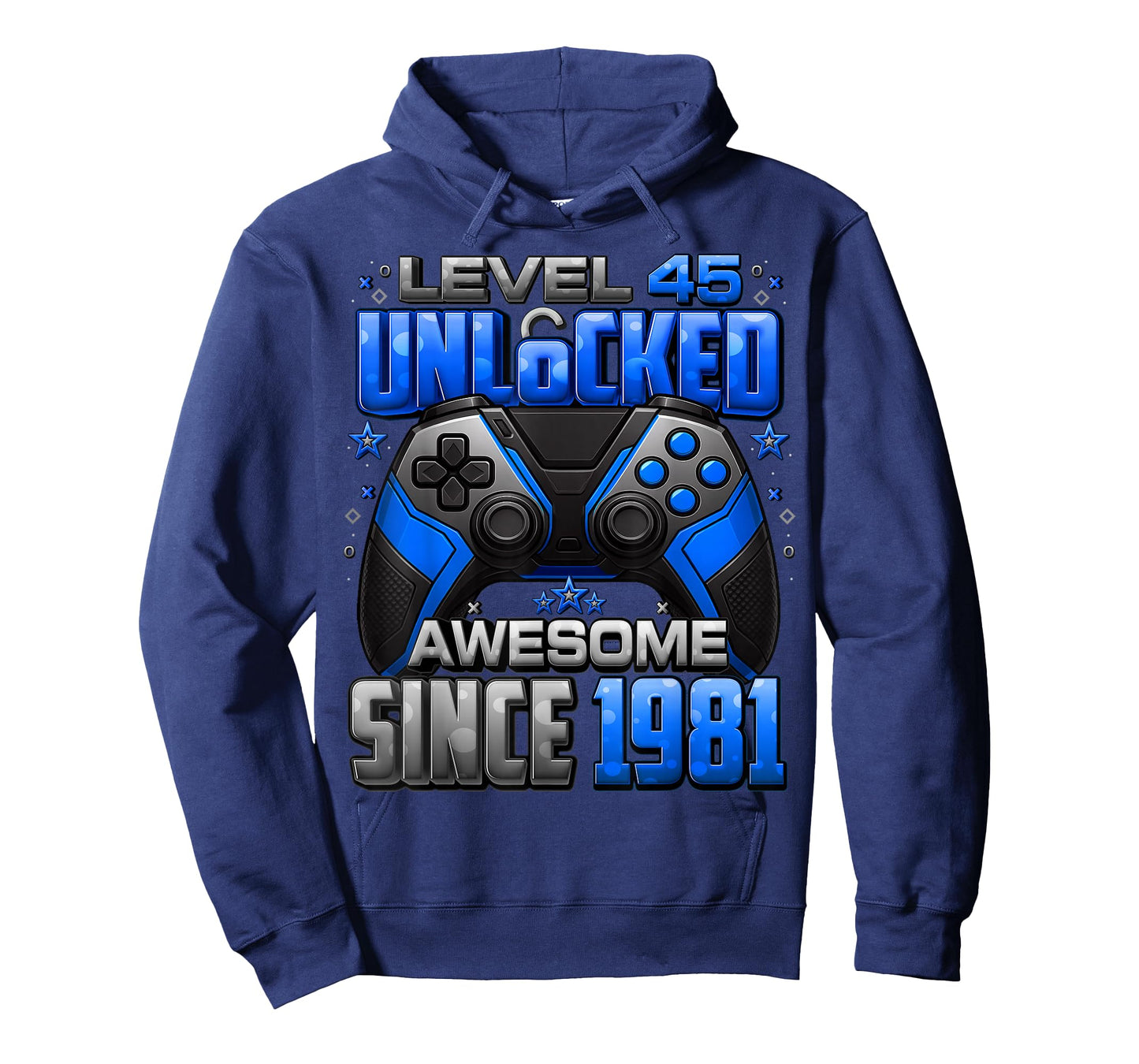 Level 45 Unlocked Awesome Since 1981 45th Birthday Gaming T-Shirt