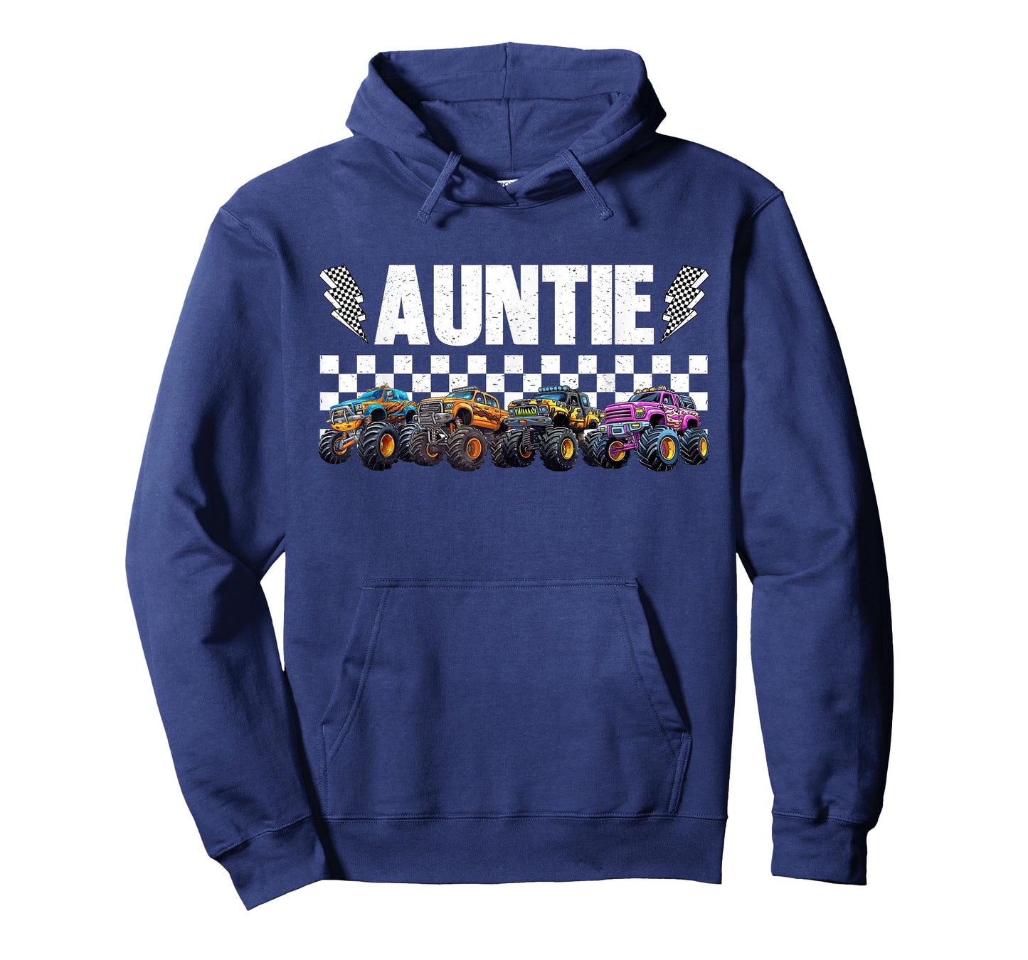 Auntie Retro Monster Truck Family Crew Birthday Matching T-Shirt