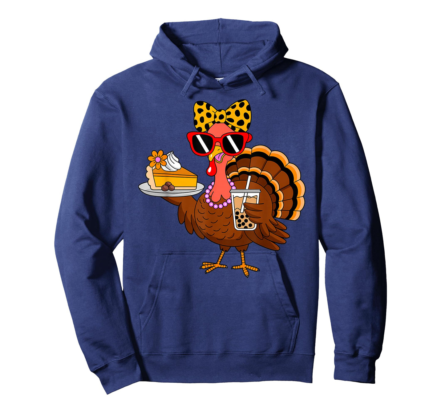Turkey Drinking Coffee Bow Turkey Day Thanksgiving Womens T-Shirt